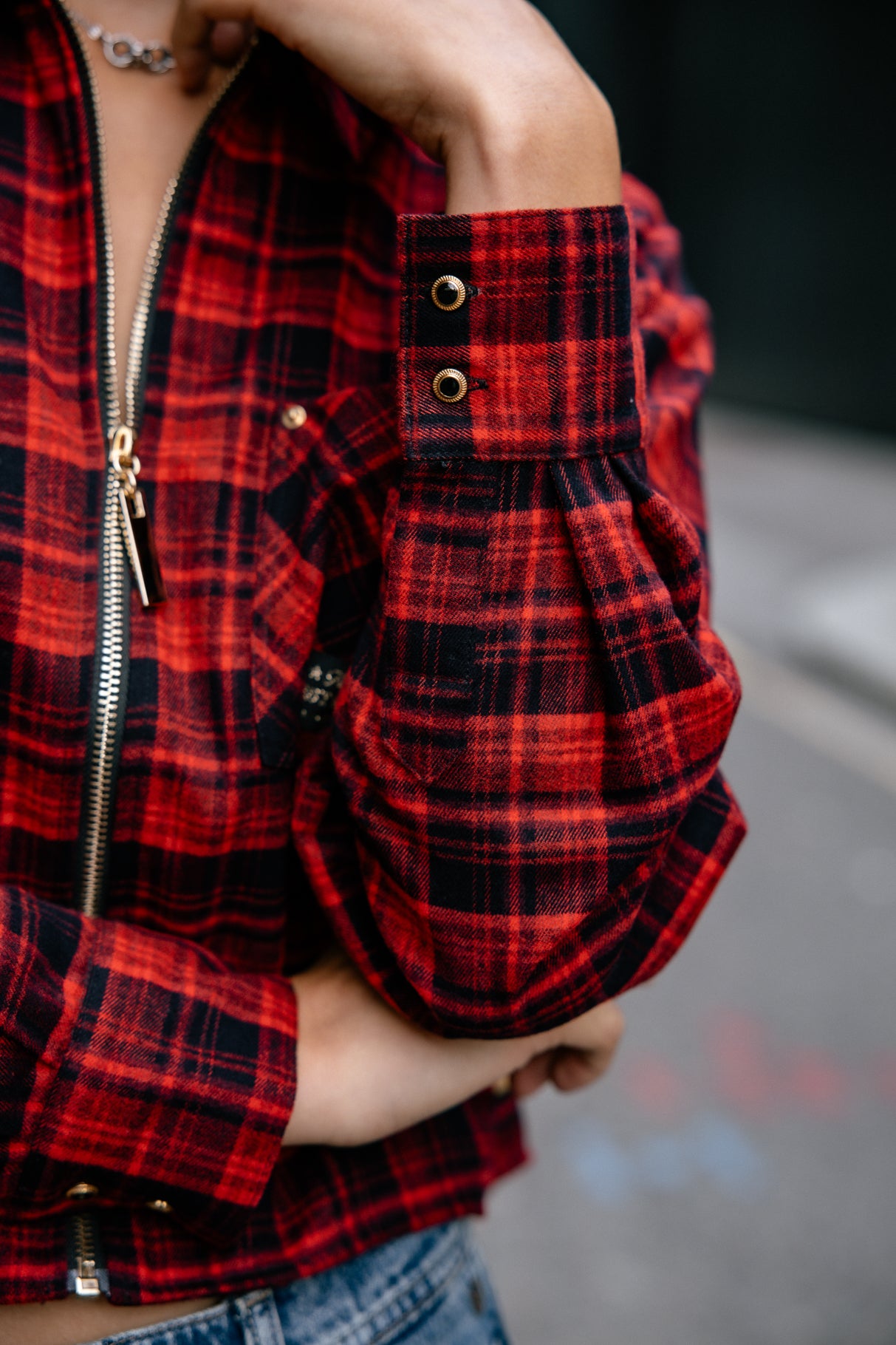 Chemise zippée Frau Chiky Checks red | Freeman T. Porter