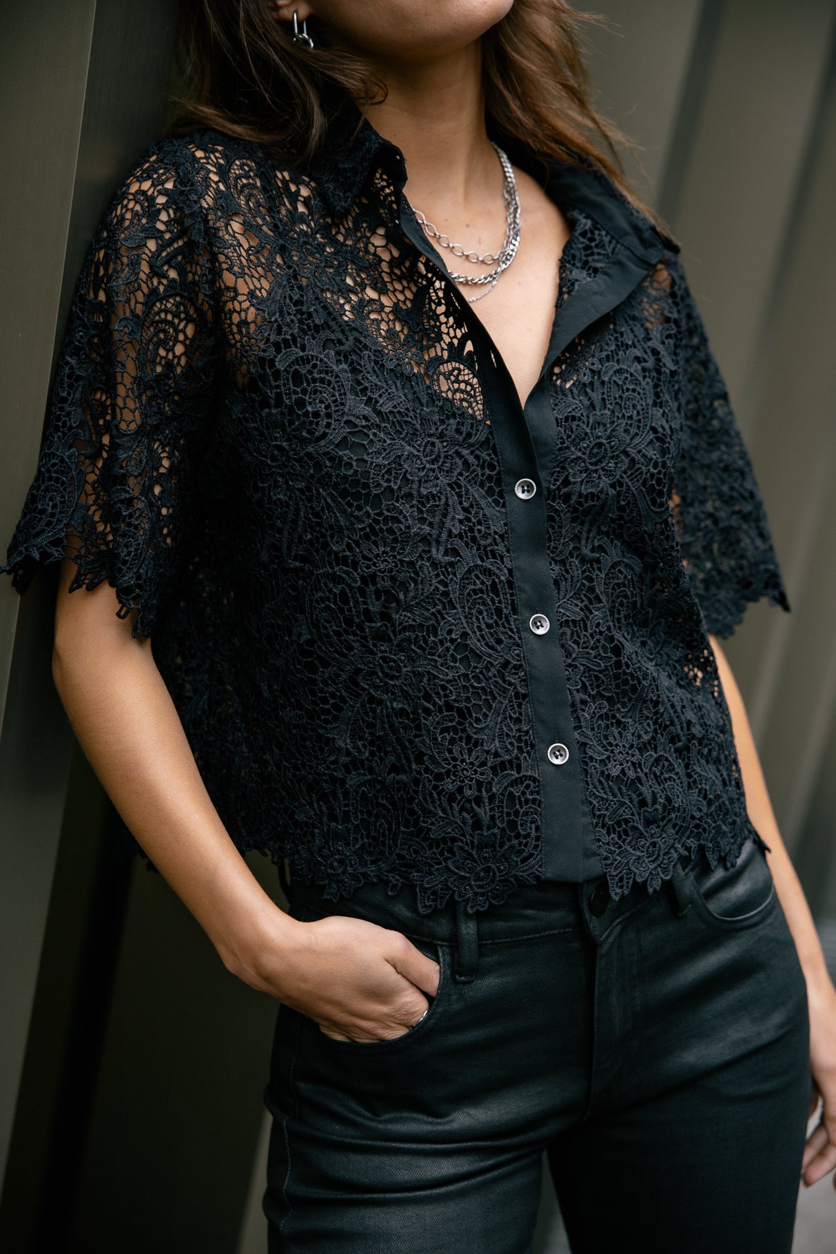 Chemise en dentelle Femme Choko Lace black | Freeman T. Porter