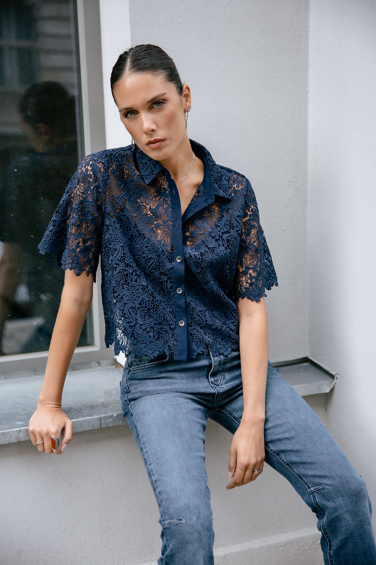 Chemise en dentelle Femme Choko Lace black iris | Freeman T. Porter