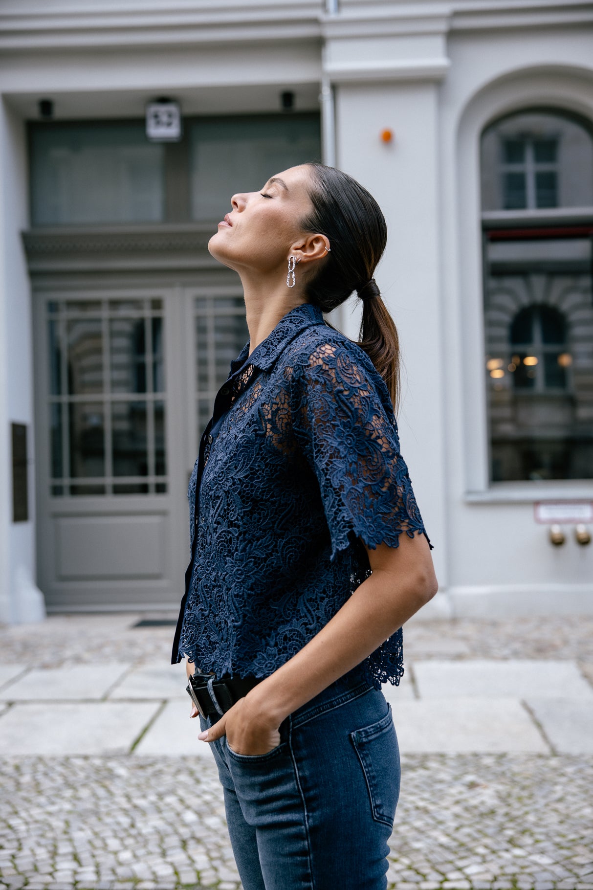 Chemise en dentelle Femme Choko Lace black iris | Freeman T. Porter