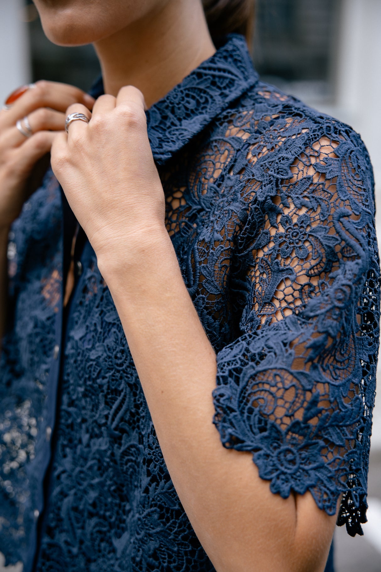Chemise en dentelle Femme Choko Lace black iris | Freeman T. Porter