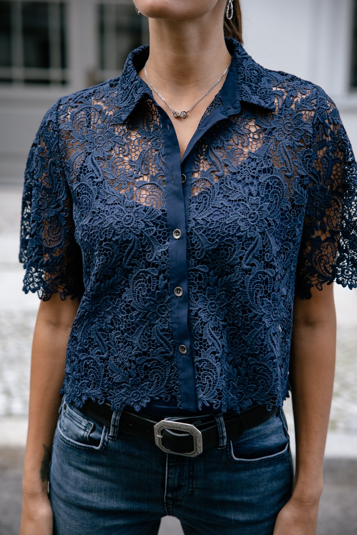 Chemise en dentelle Femme Choko Lace black iris | Freeman T. Porter