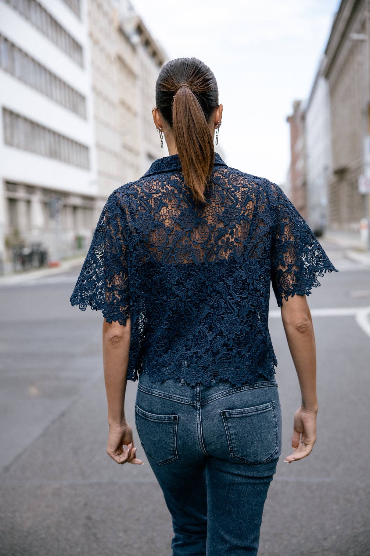 Chemise en dentelle Femme Choko Lace black iris | Freeman T. Porter