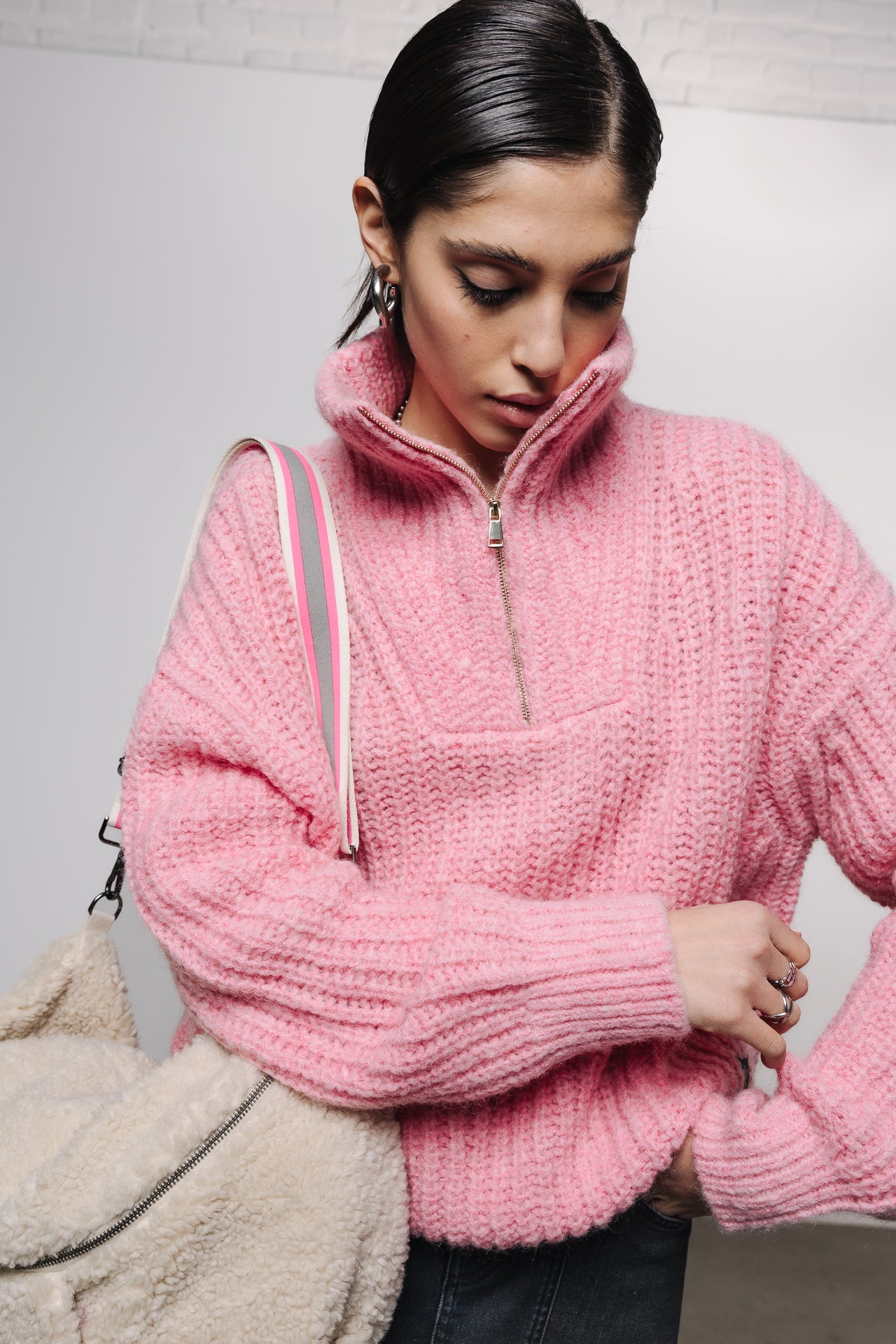 Pull Femme En Mohair Rose - Taille L Ou XL Au Choix - Marque Elena - Neuf Avec étiquettes