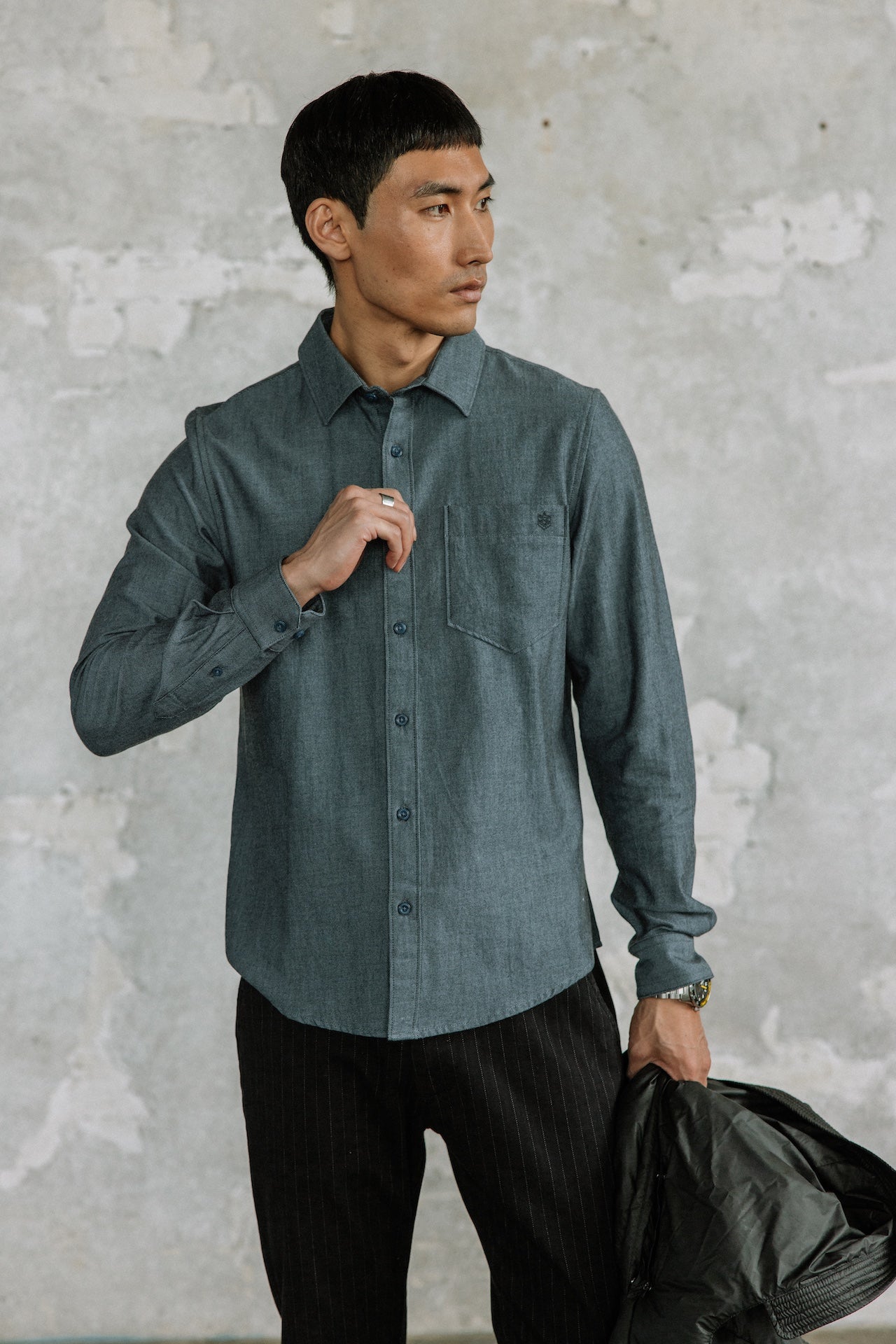 Chemise droite Men Jeremiah Bitwill navy | Freeman T. Porter