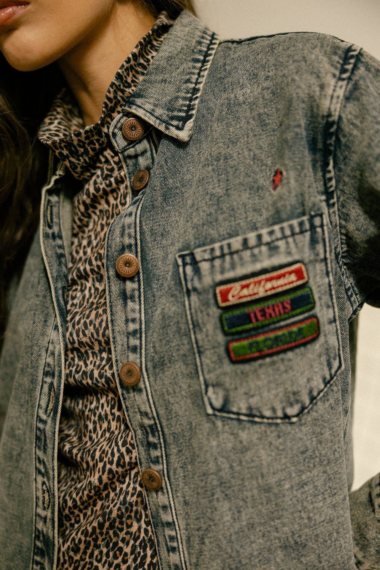 Chemise courte en denim Femme Caretina Denim western | Freeman T. Porter