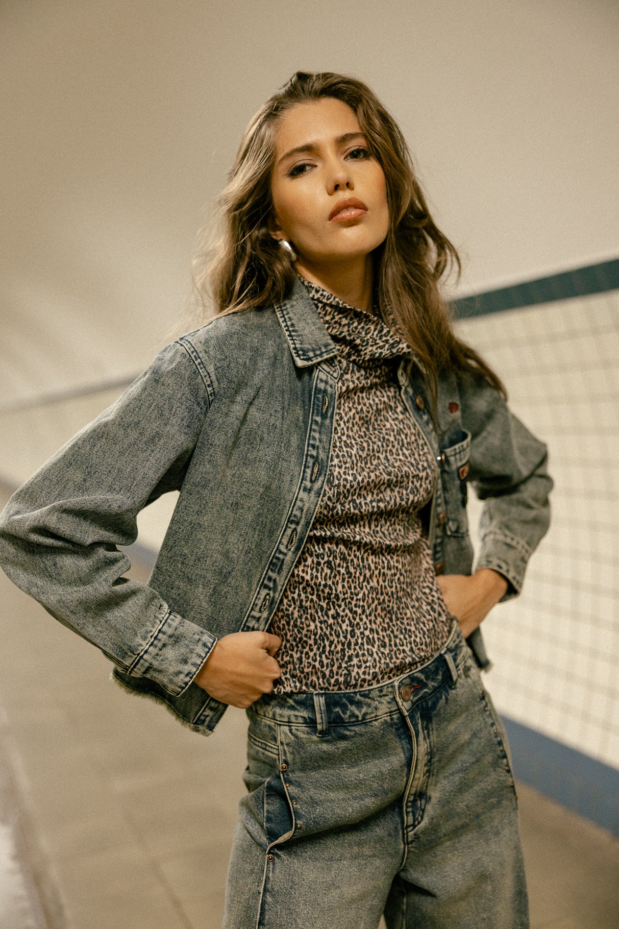 Chemise courte en denim Femme Caretina Denim western | Freeman T. Porter