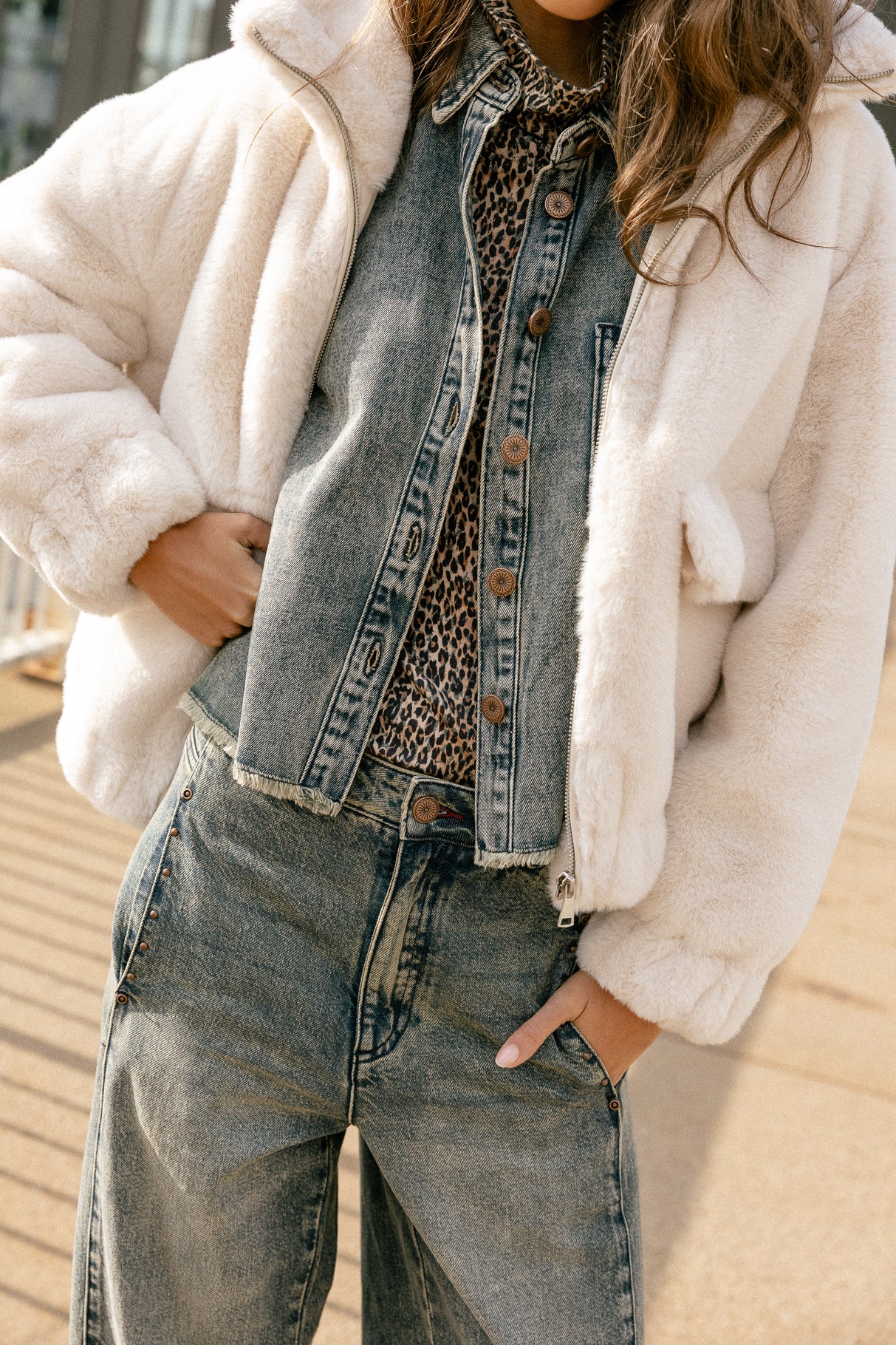 Chemise courte en denim Femme Caretina Denim western | Freeman T. Porter
