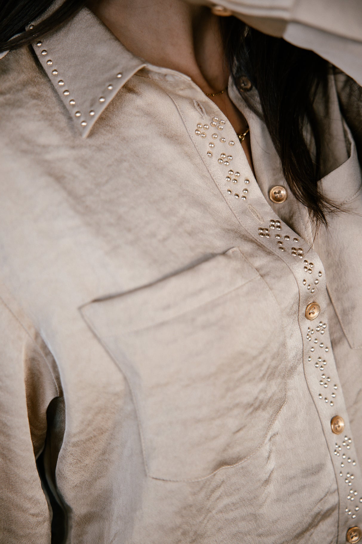 Chemise ample cropped Femme Caretina Satinado gold | Freeman T. Porter