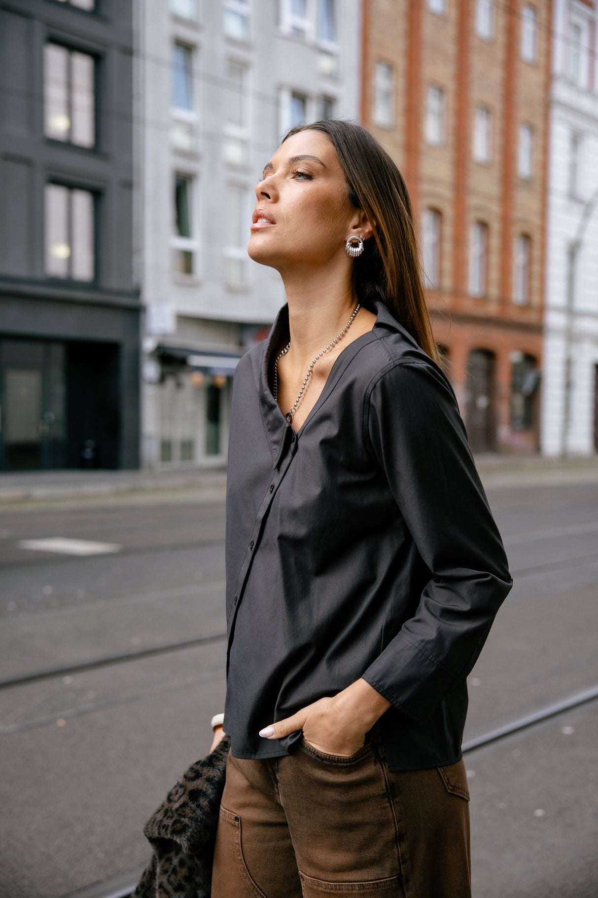 Chemise asymétrique Femme Hazel Plain black | Freeman T. Porter