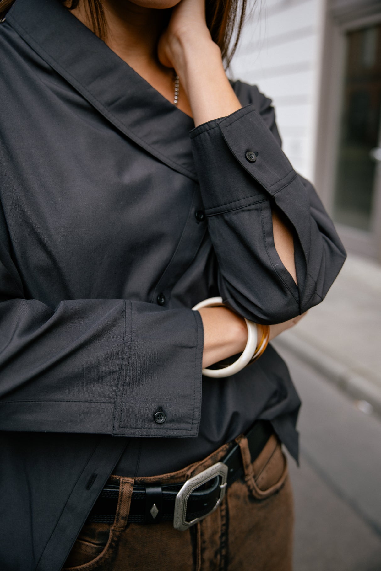 Chemise asymétrique Femme Hazel Plain black | Freeman T. Porter