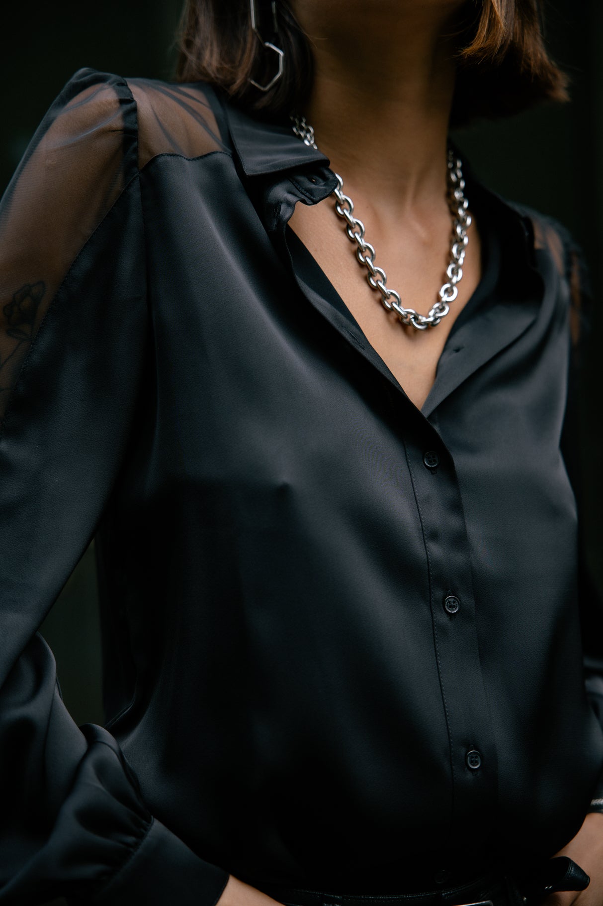 Chemise à manches transparentes Femme Calaya Plain black | Freeman T. Porter