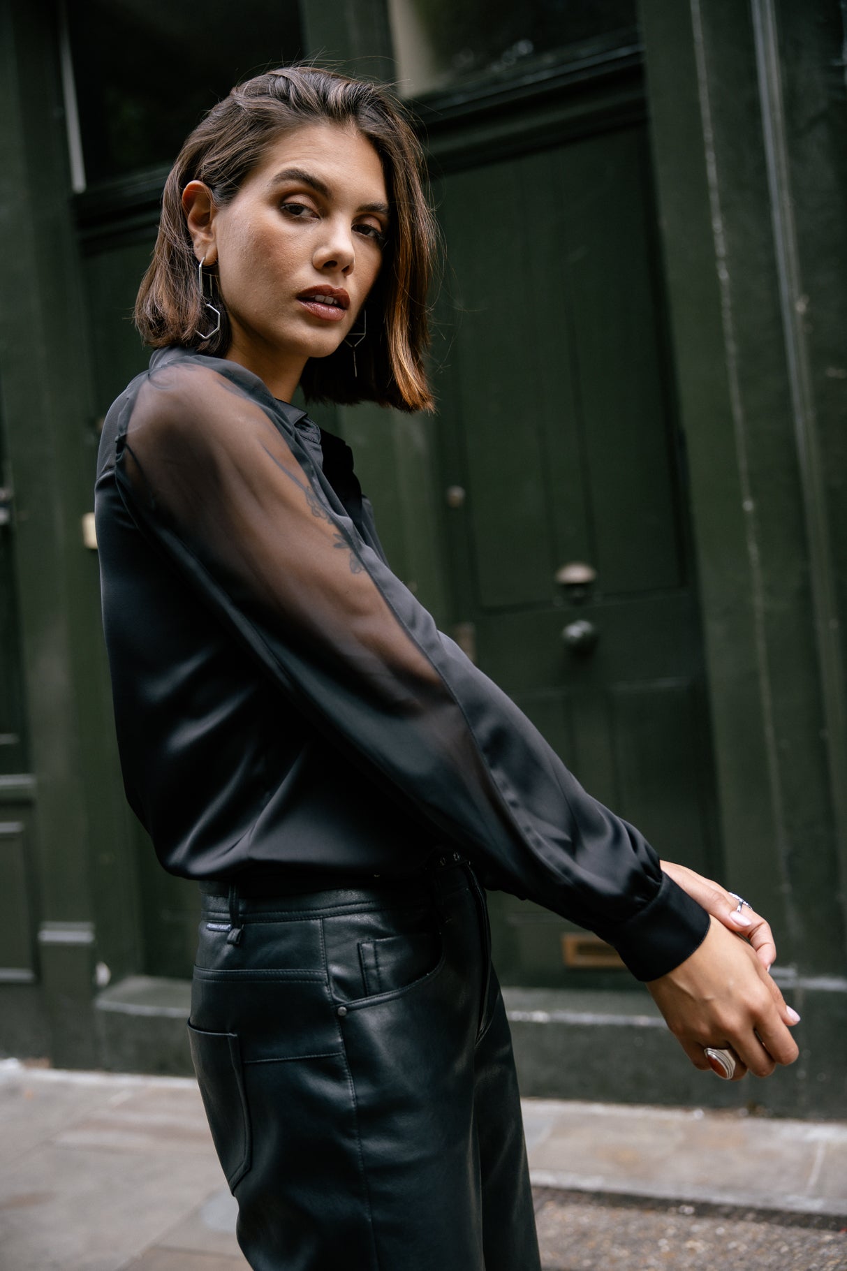 Chemise à manches transparentes Femme Calaya Plain black | Freeman T. Porter