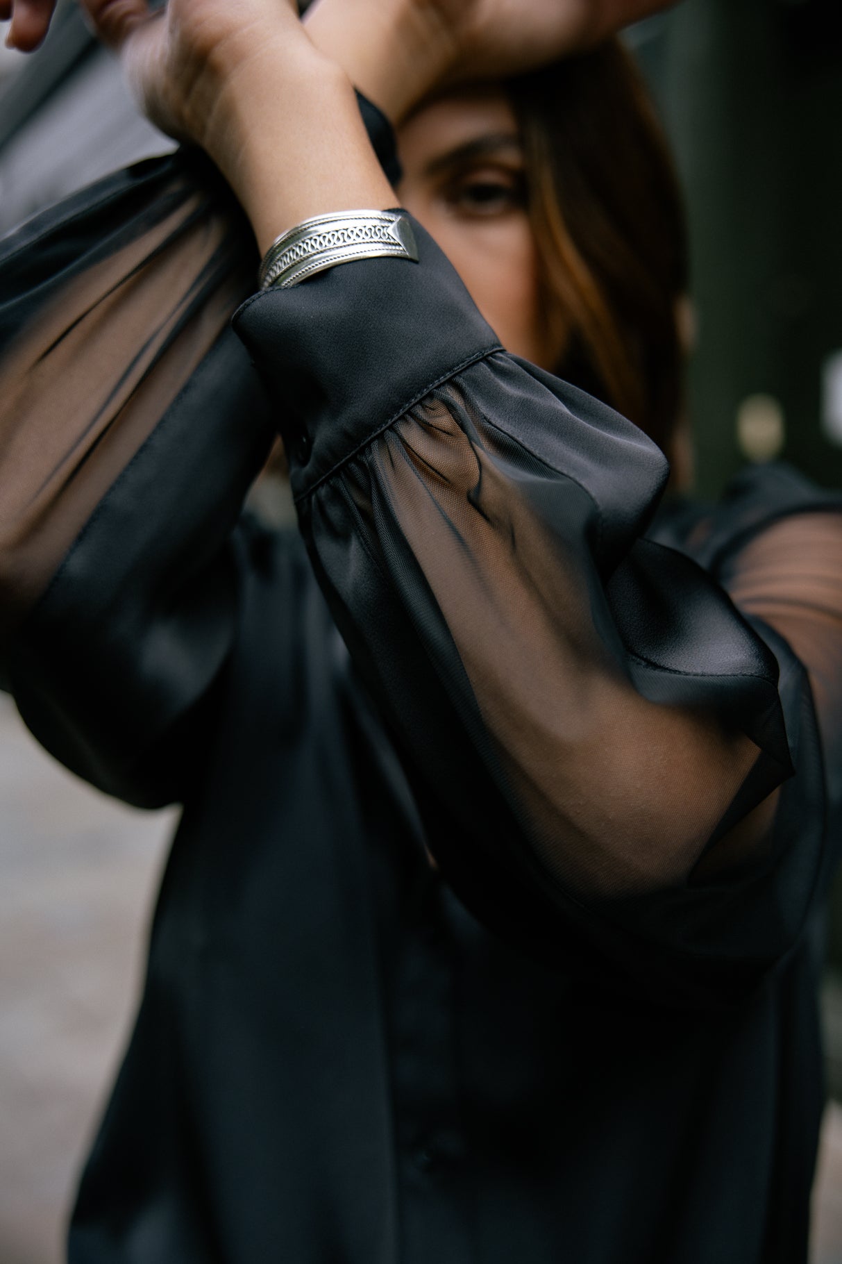 Chemise à manches transparentes Femme Calaya Plain black | Freeman T. Porter