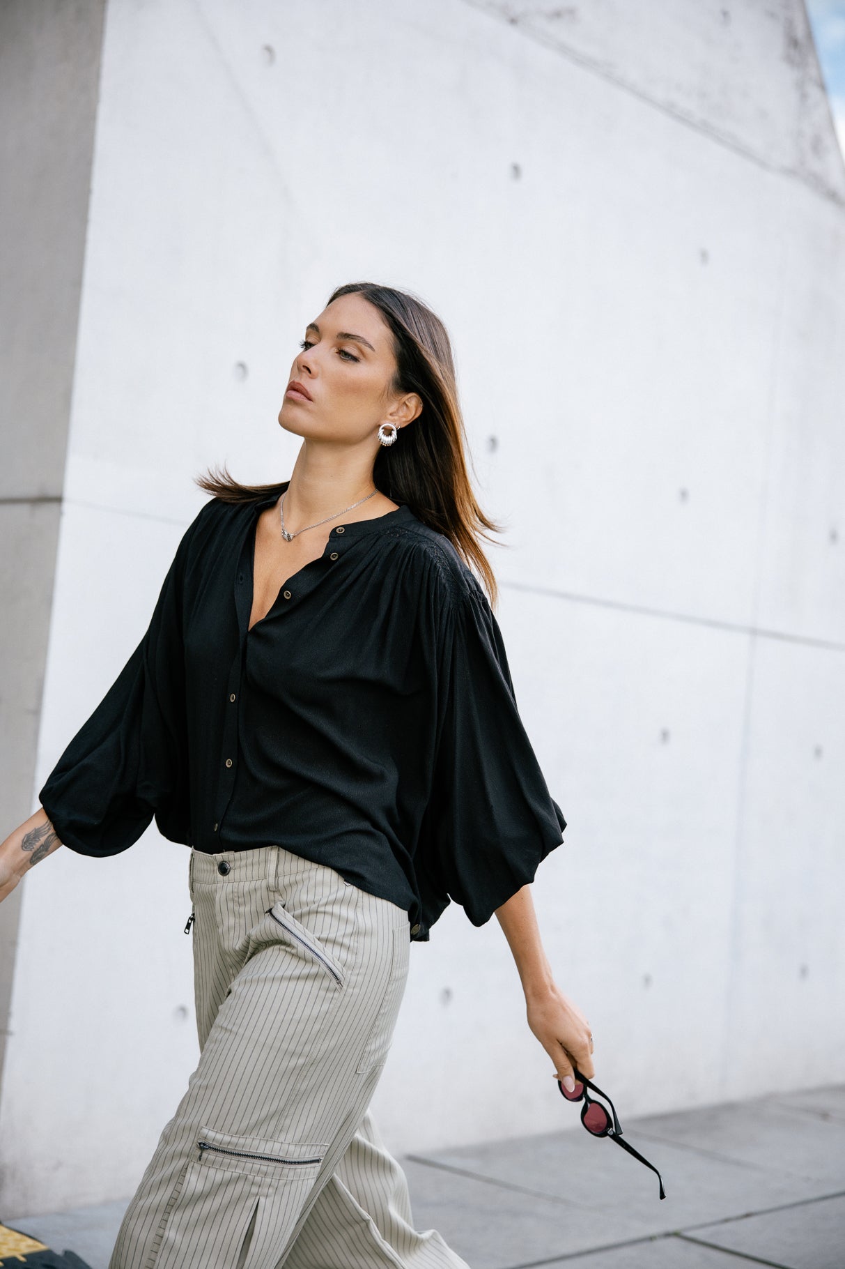 Blouse brillante Femme Belly Magic Sky black | Freeman T. Porter