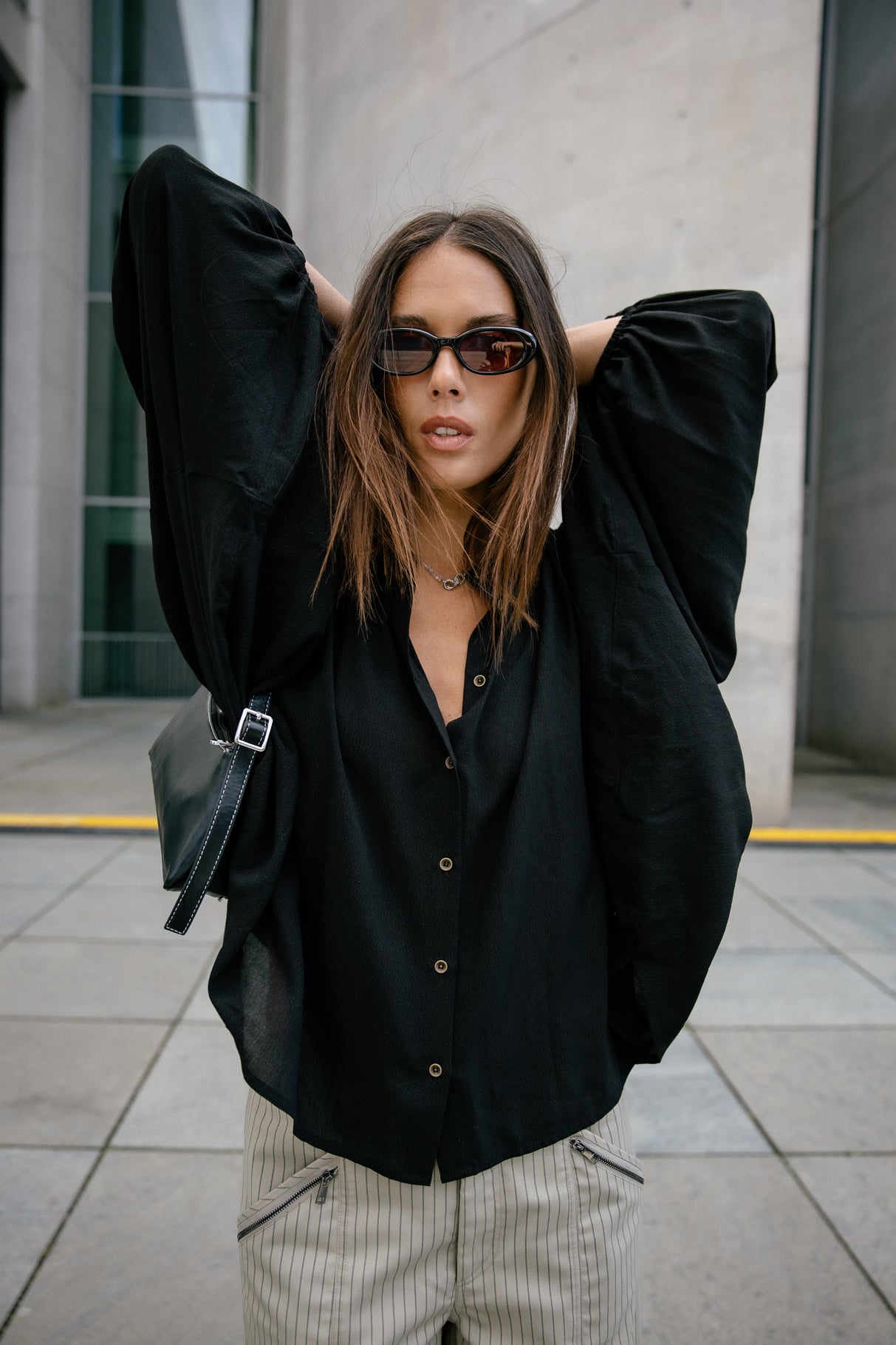 Blouse brillante Femme Belly Magic Sky black | Freeman T. Porter
