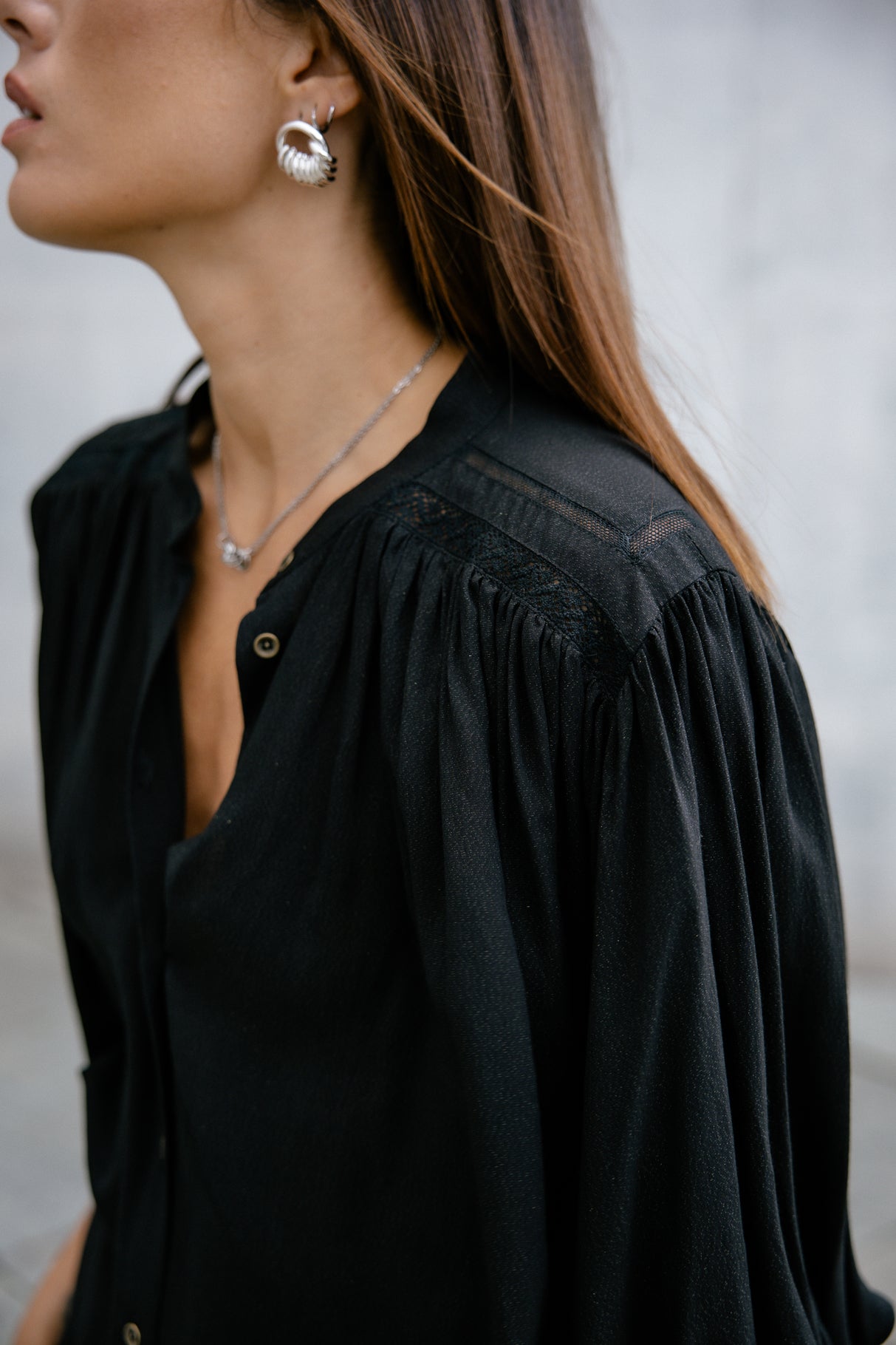 Blouse brillante Femme Belly Magic Sky black | Freeman T. Porter