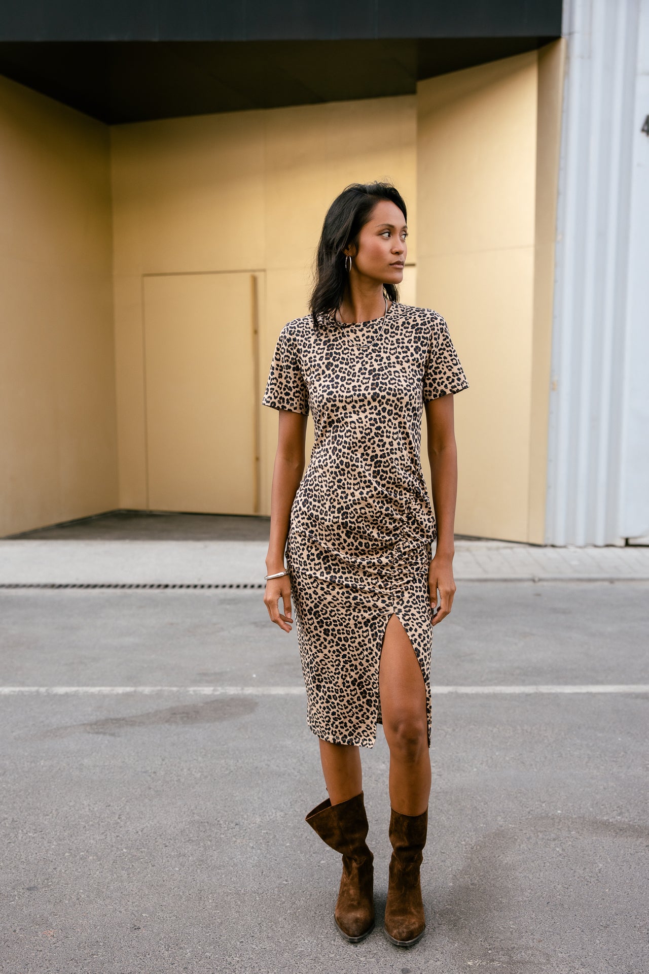 leopard print t shirt dress Riri Leo Shine