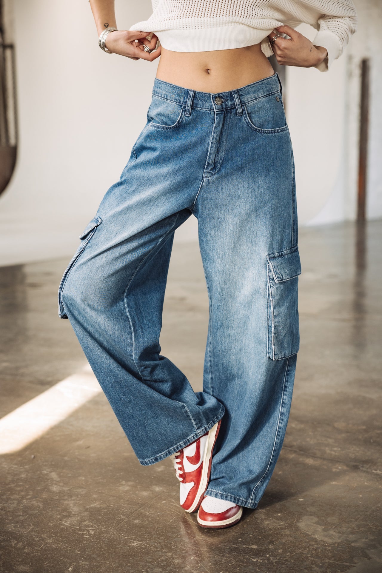 

Large cargo jeans Woman Bono medium blue | Freeman T. Porter
