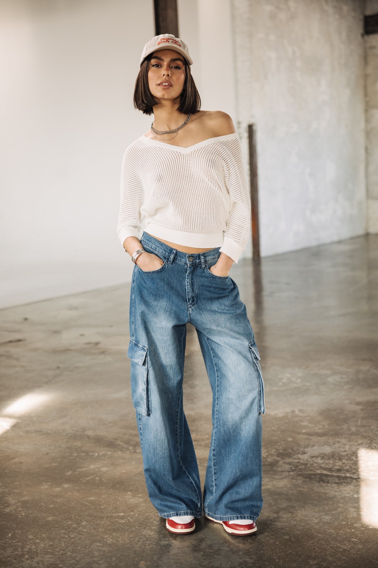 

Large cargo jeans Woman Bono medium blue | Freeman T. Porter