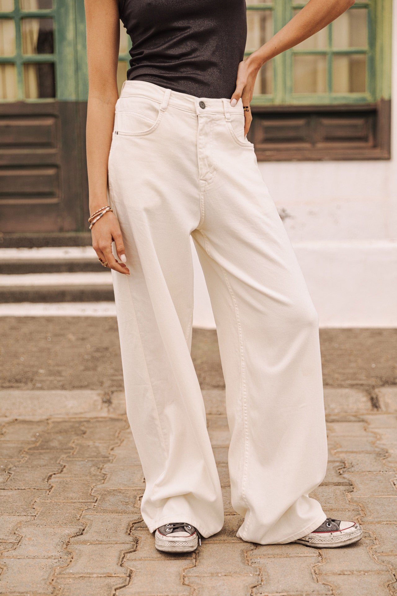 

Pantalón ancho Mujer Jane Lynx bright white | Freeman T. Porter