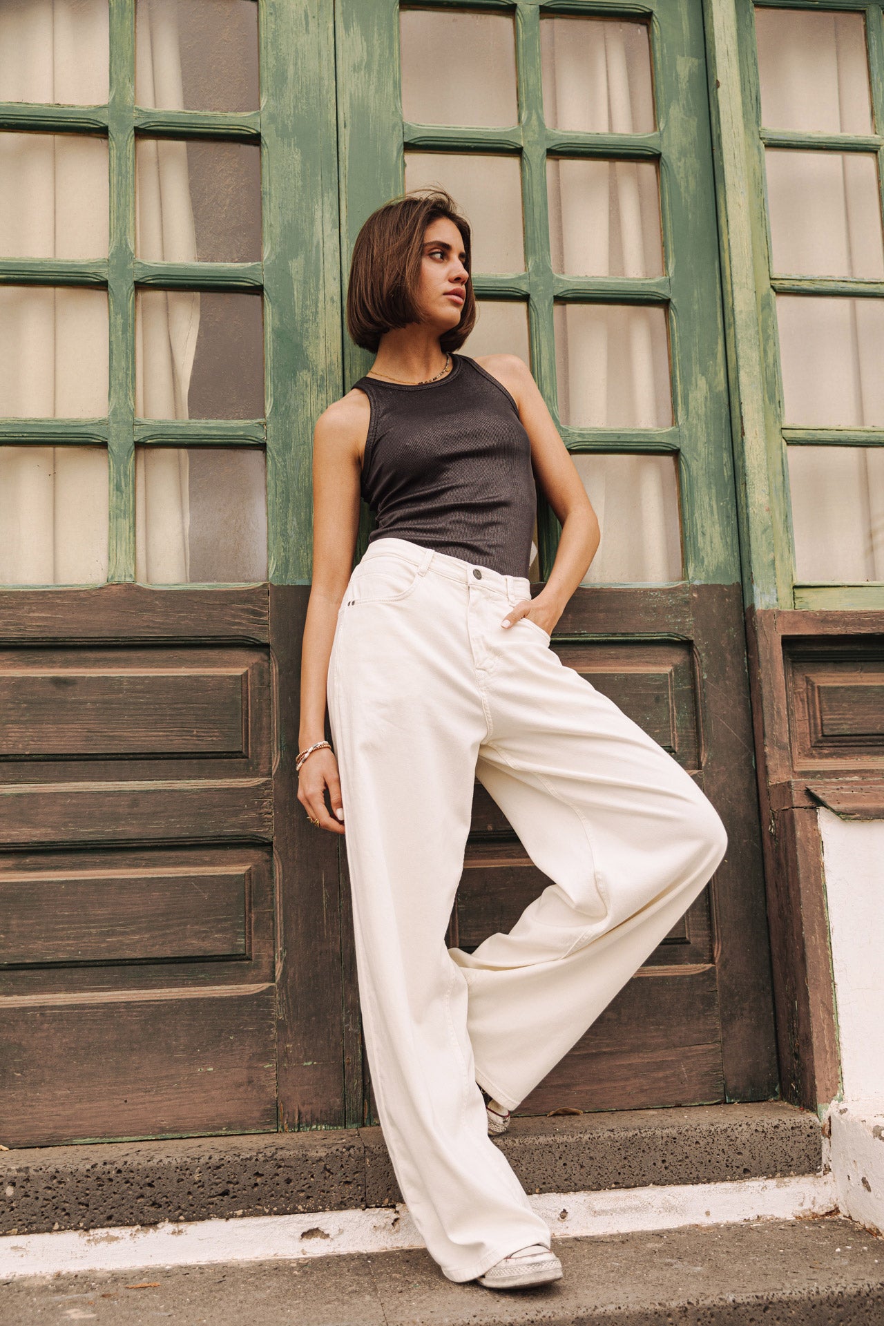 

Pantalón ancho Mujer Jane Lynx bright white | Freeman T. Porter