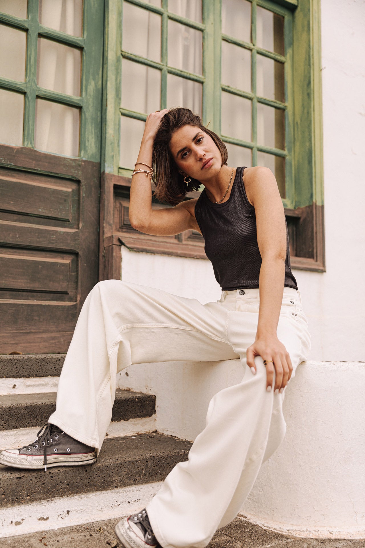 

Pantalón ancho Mujer Jane Lynx bright white | Freeman T. Porter