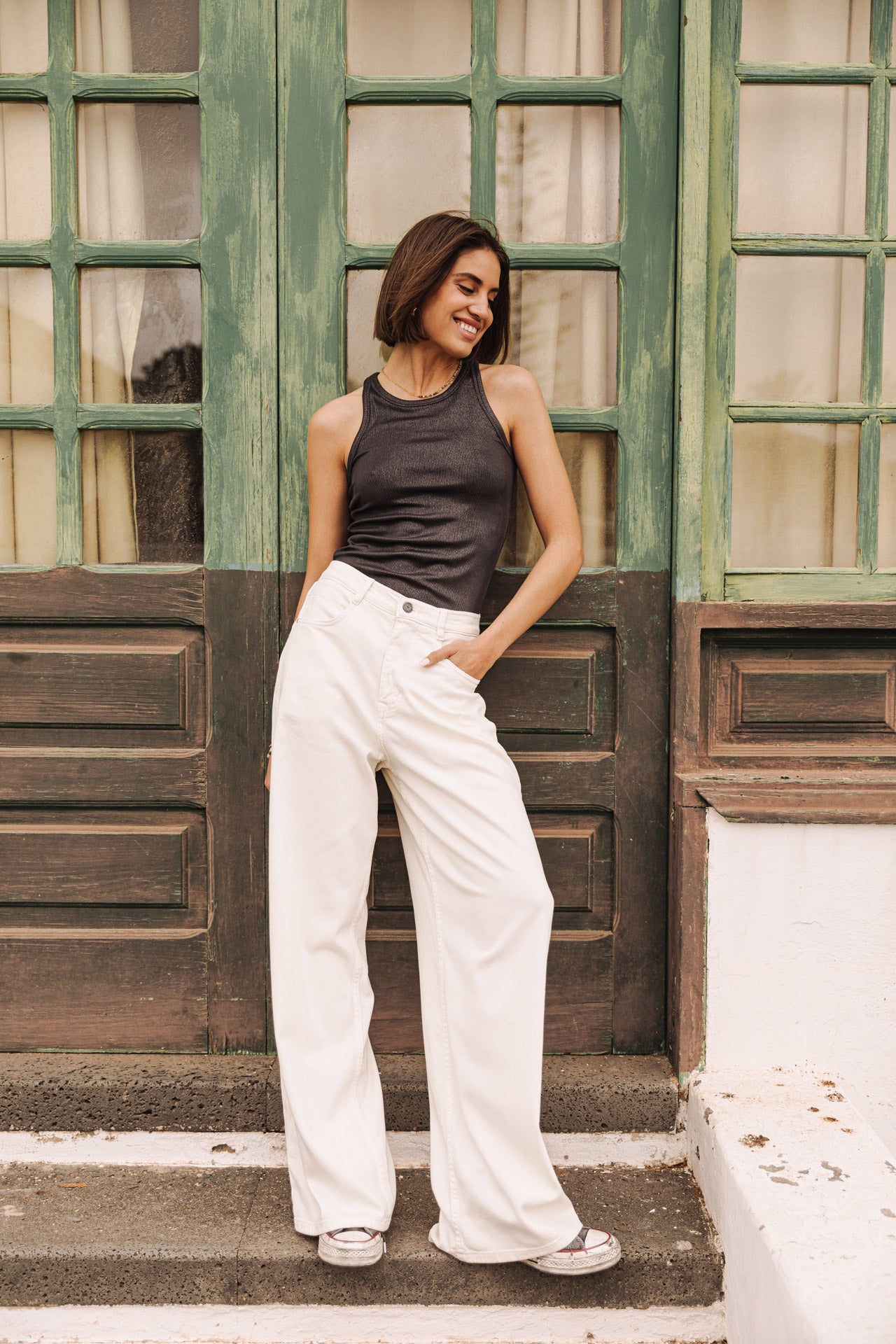 

Pantalón ancho Mujer Jane Lynx bright white | Freeman T. Porter