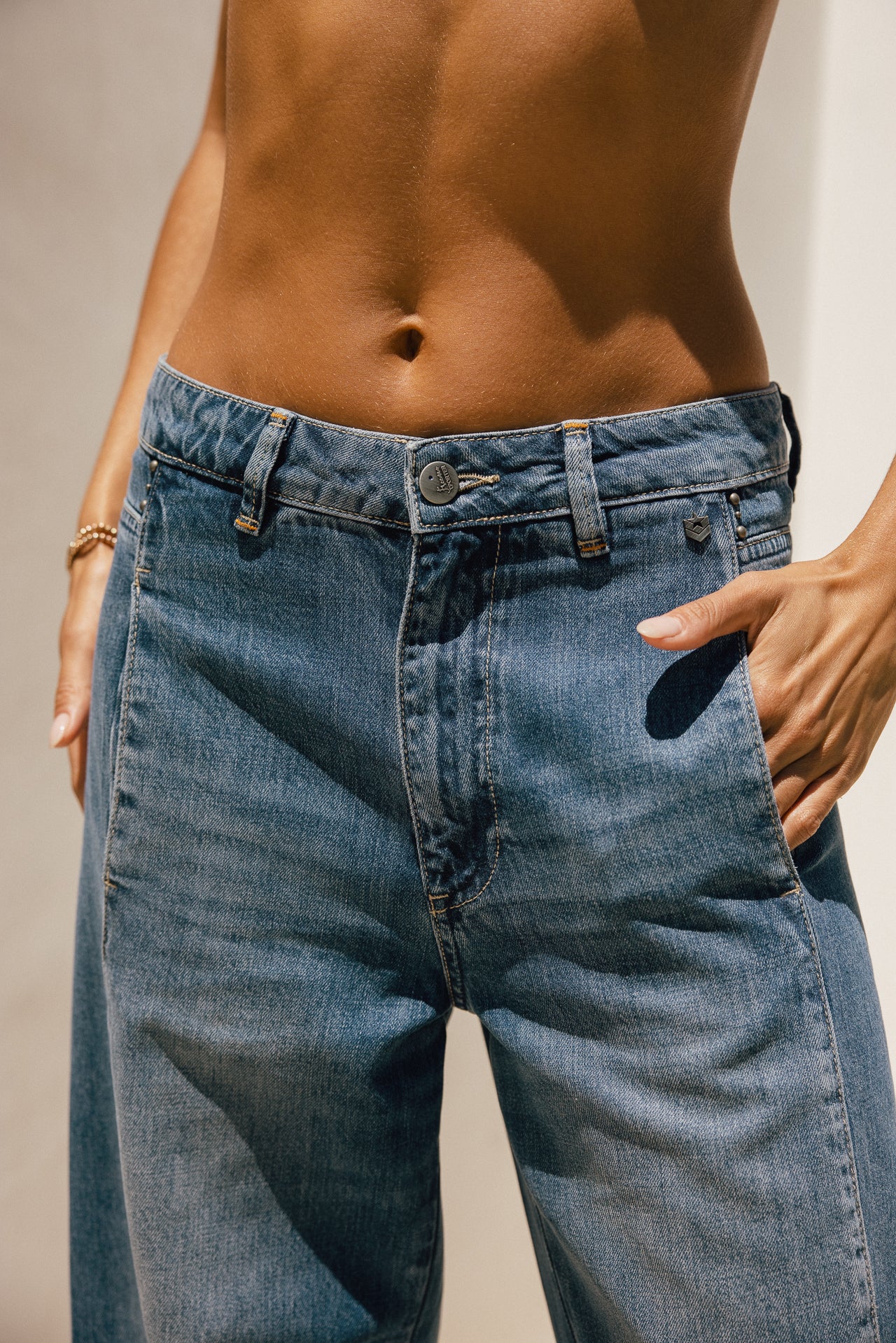 

Denim barrel taille haute Femme Rosalia molove med | Freeman T. Porter