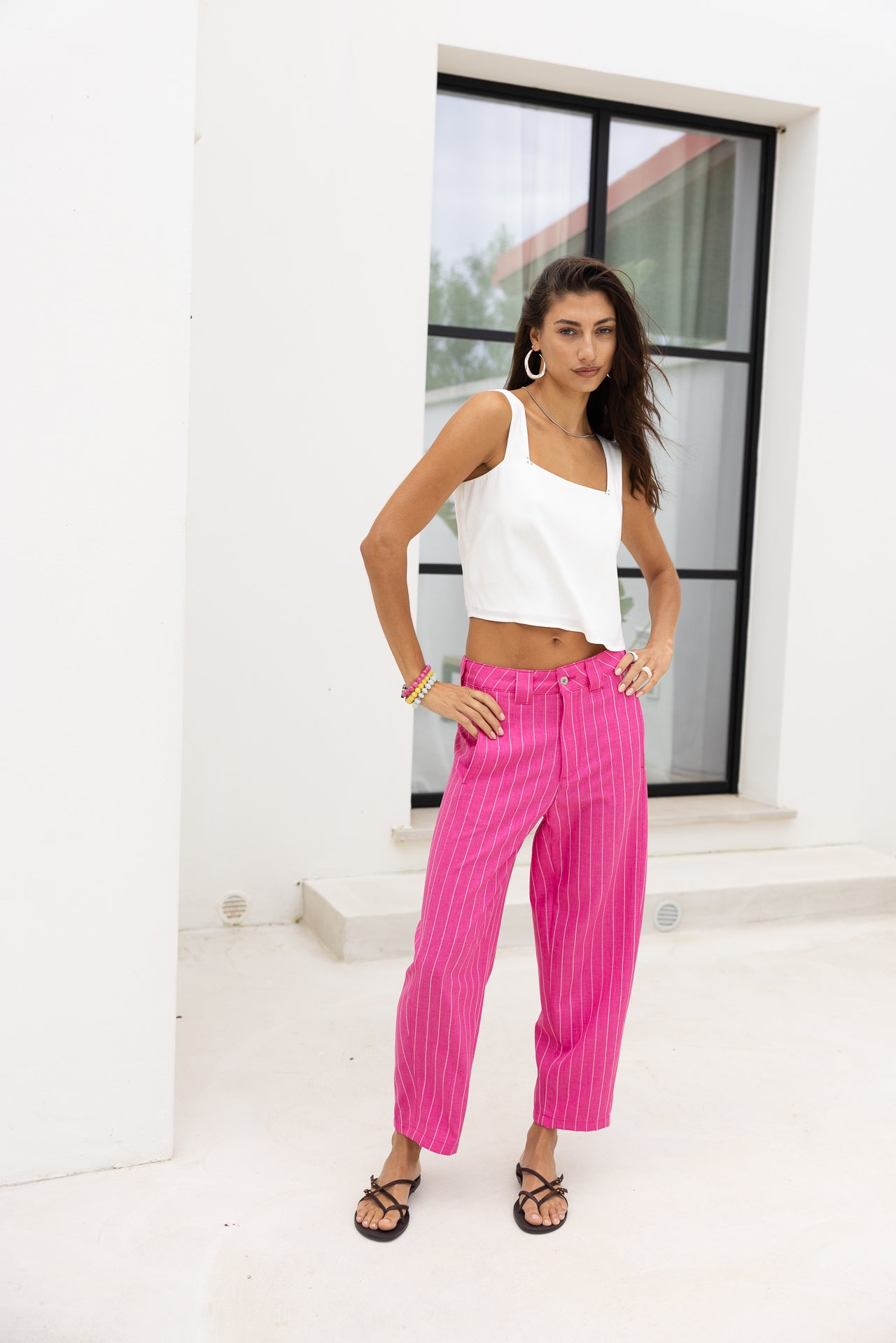 
              

Pantalon barrel 7/8 taille haute Femme Rosalia Alfama vibrant pink | Freeman T. Porter
            