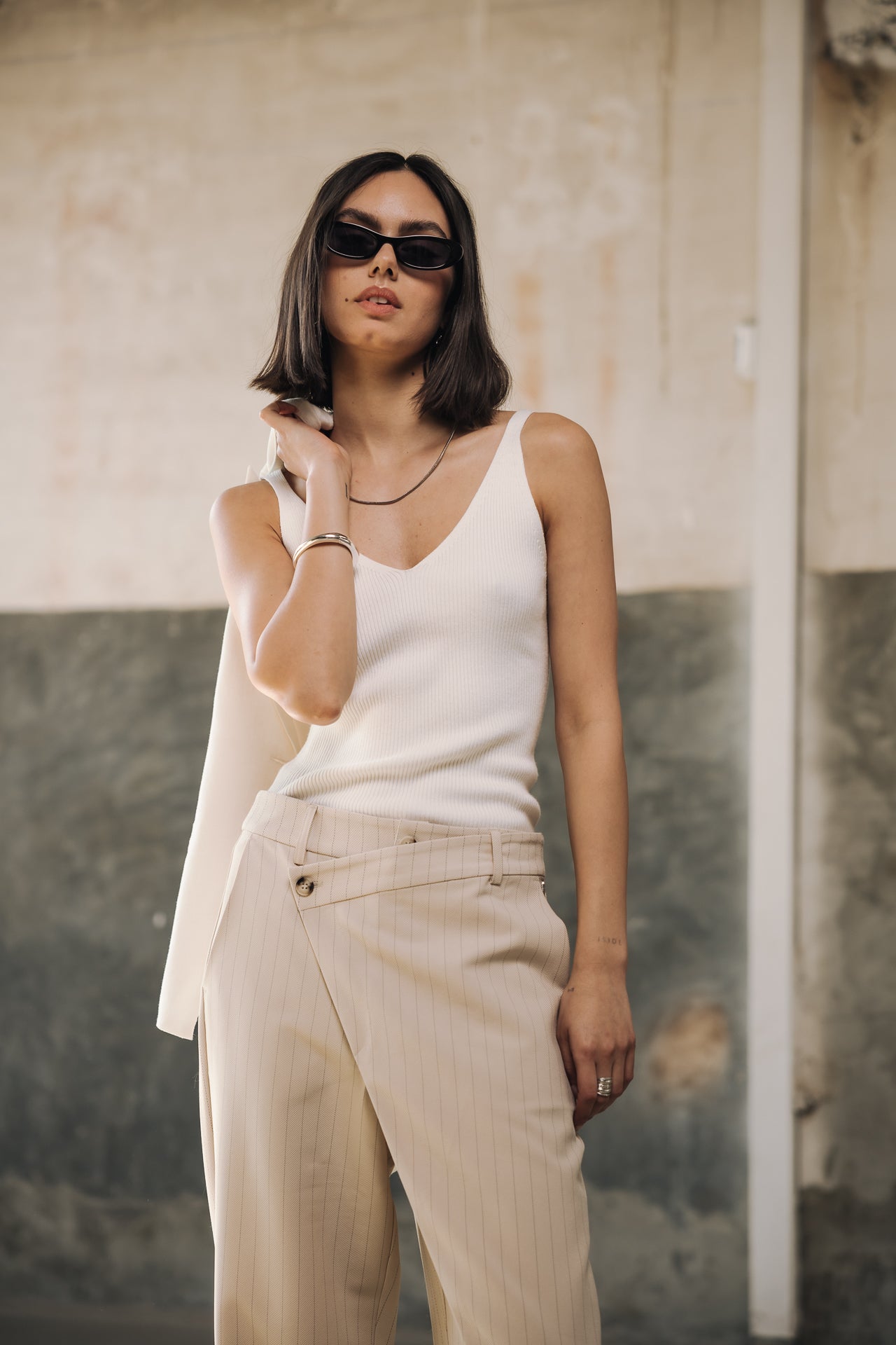 

Hose mit hoher Taille Frau Cassie Grazie beige | Freeman T. Porter