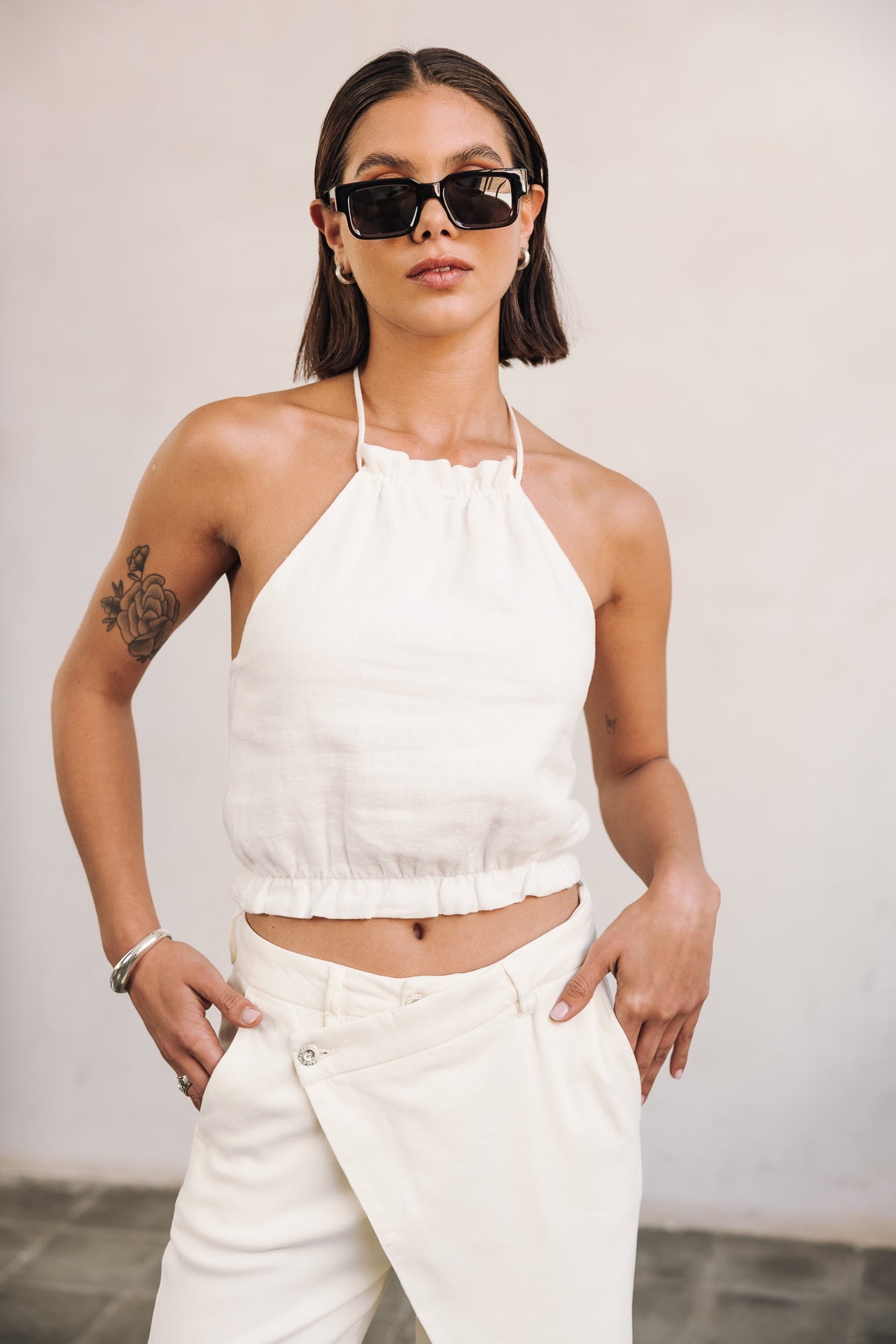 

High-waisted pants Woman Cassie Lynx bright white | Freeman T. Porter