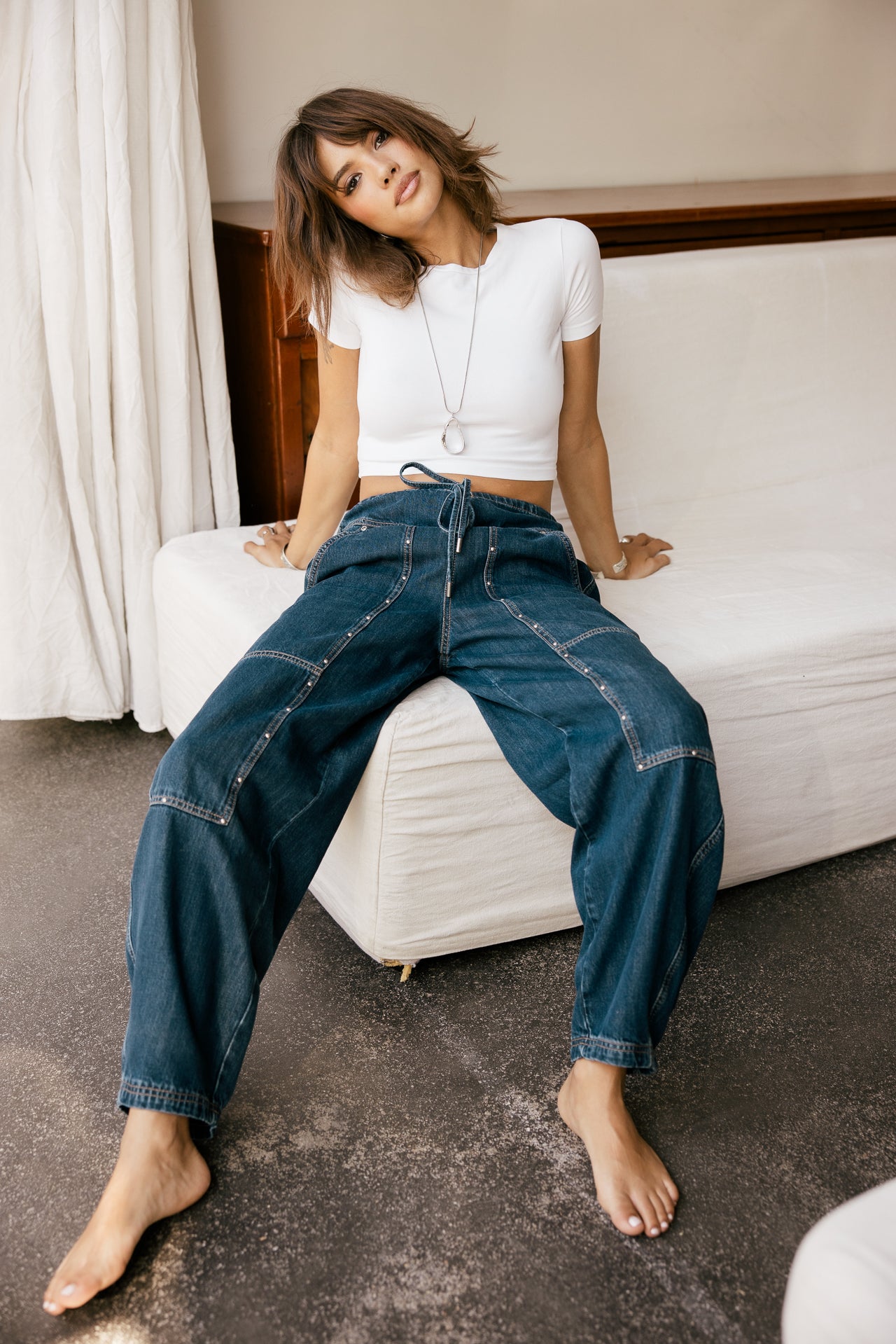 

Denims barrel fluide clouté  Femme Petra molove dark | Freeman T. Porter