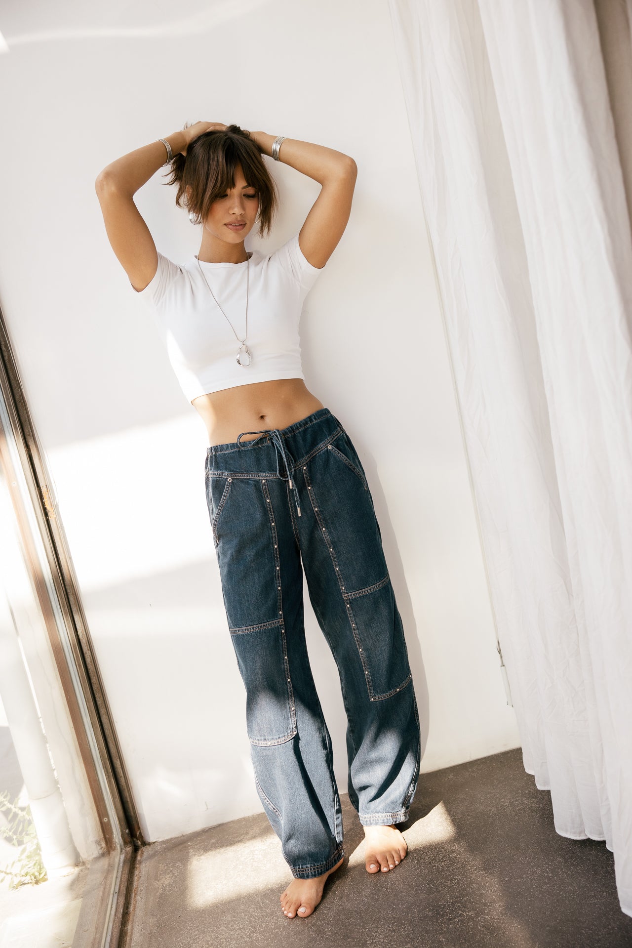 

Denims barrel fluide clouté  Femme Petra molove dark | Freeman T. Porter
