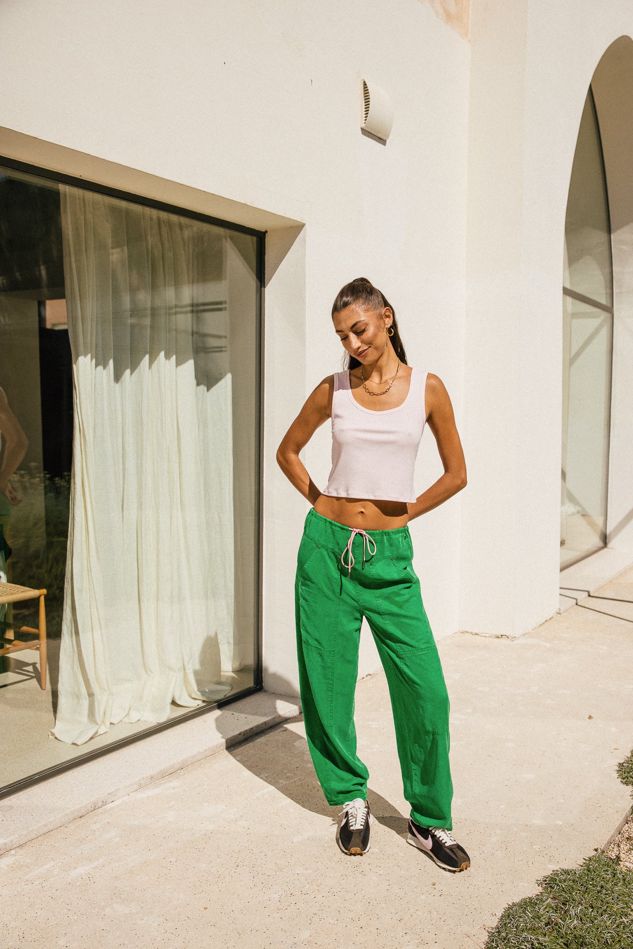 

Pantalon barrel fluide doux  Femme Petra Plain jelly bean | Freeman T. Porter