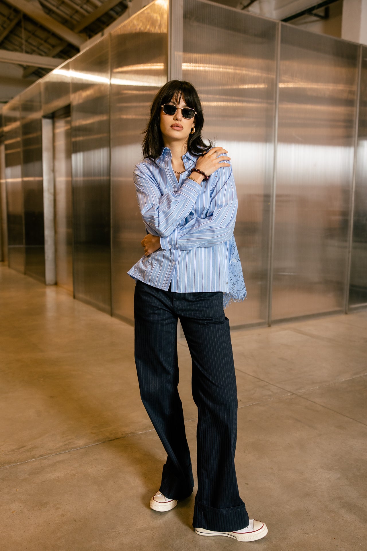 

Pantalón ancho con grandes puños Mujer Kate Angelo peacoat | Freeman T. Porter