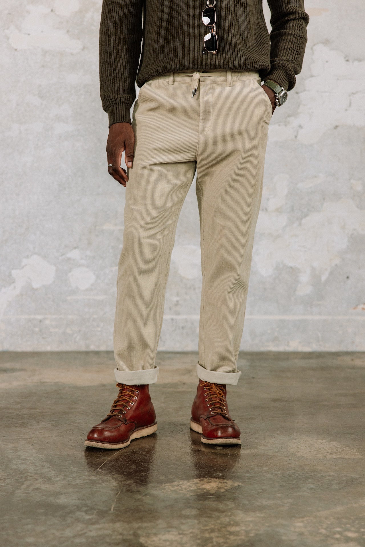 

Pantalon relax Hombres Derek Corduroy abbey stone | Freeman T. Porter