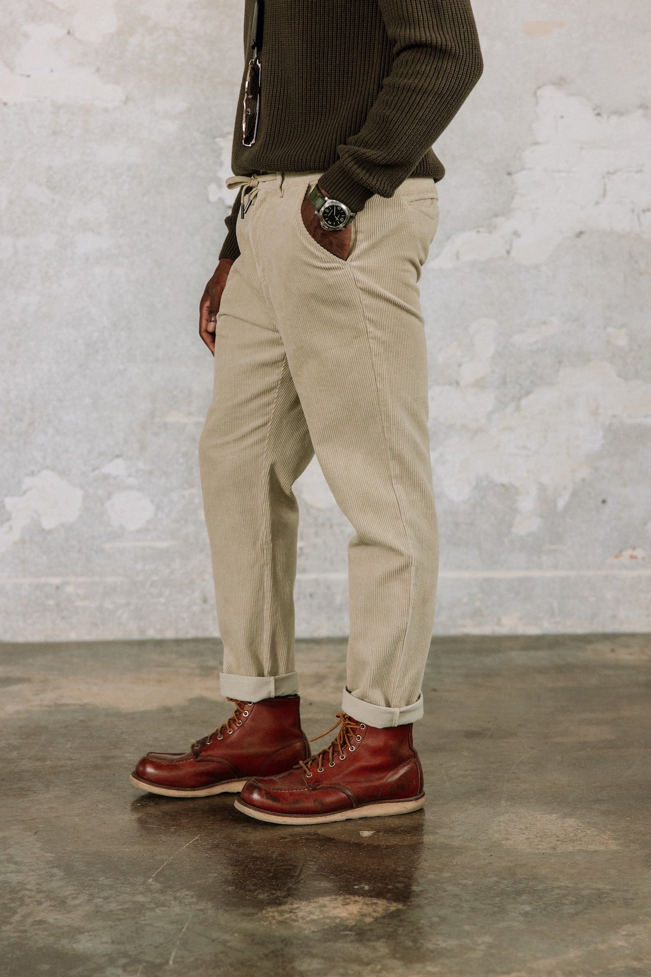 

Pantalon relax Hombres Derek Corduroy abbey stone | Freeman T. Porter