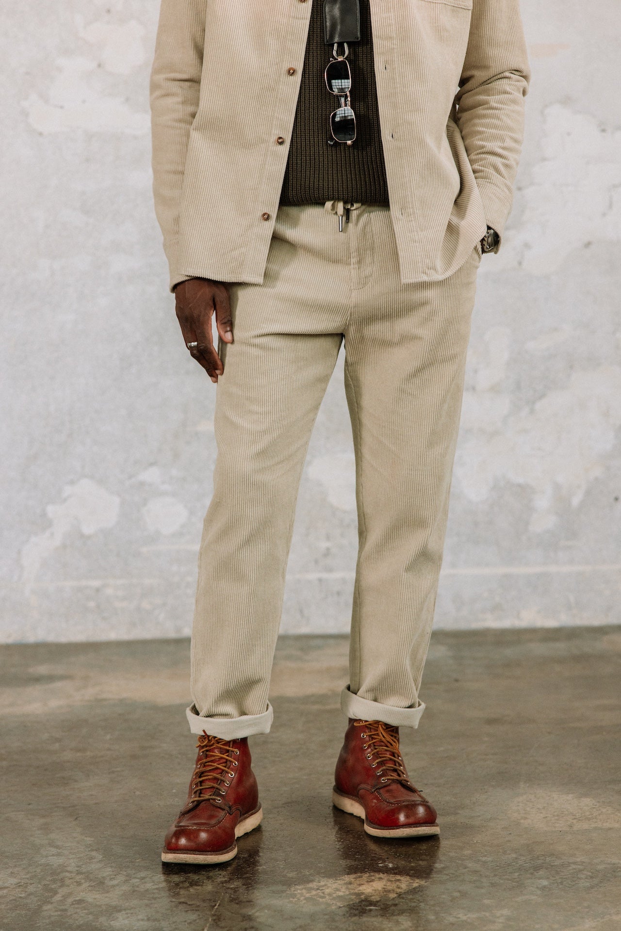 

Pantalon relax Hombres Derek Corduroy abbey stone | Freeman T. Porter