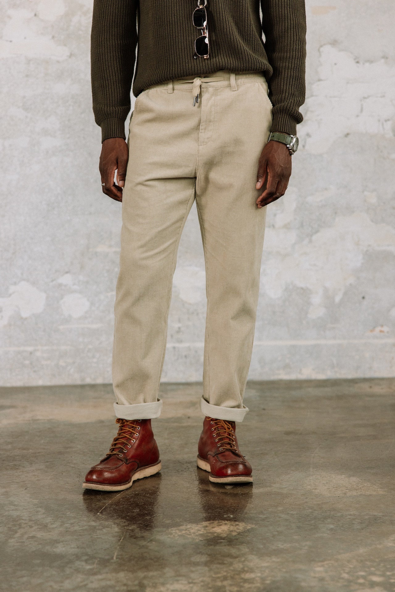 

Pantalon relax Hombres Derek Corduroy abbey stone | Freeman T. Porter