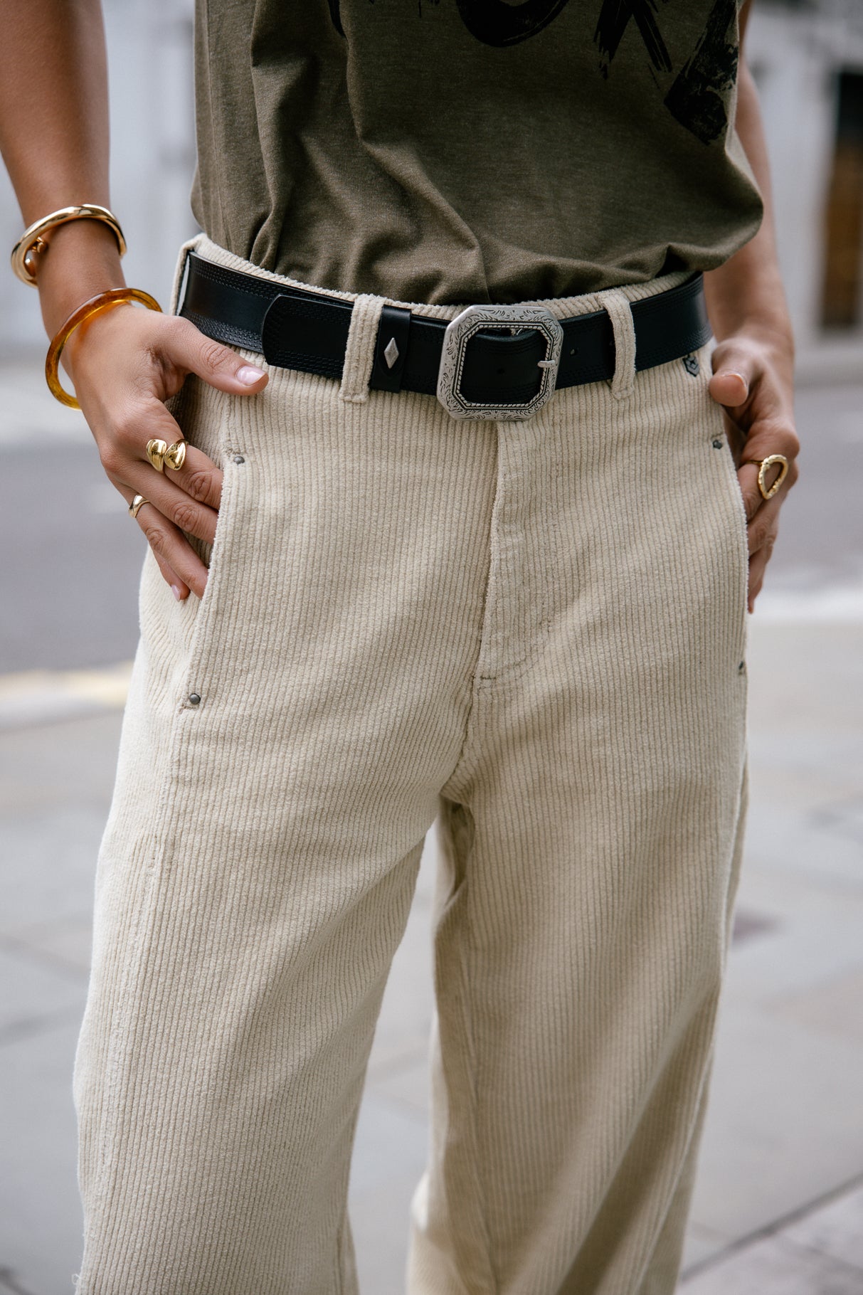 

Pantalon en velours Mujer Rosalia Veluto overcast | Freeman T. Porter