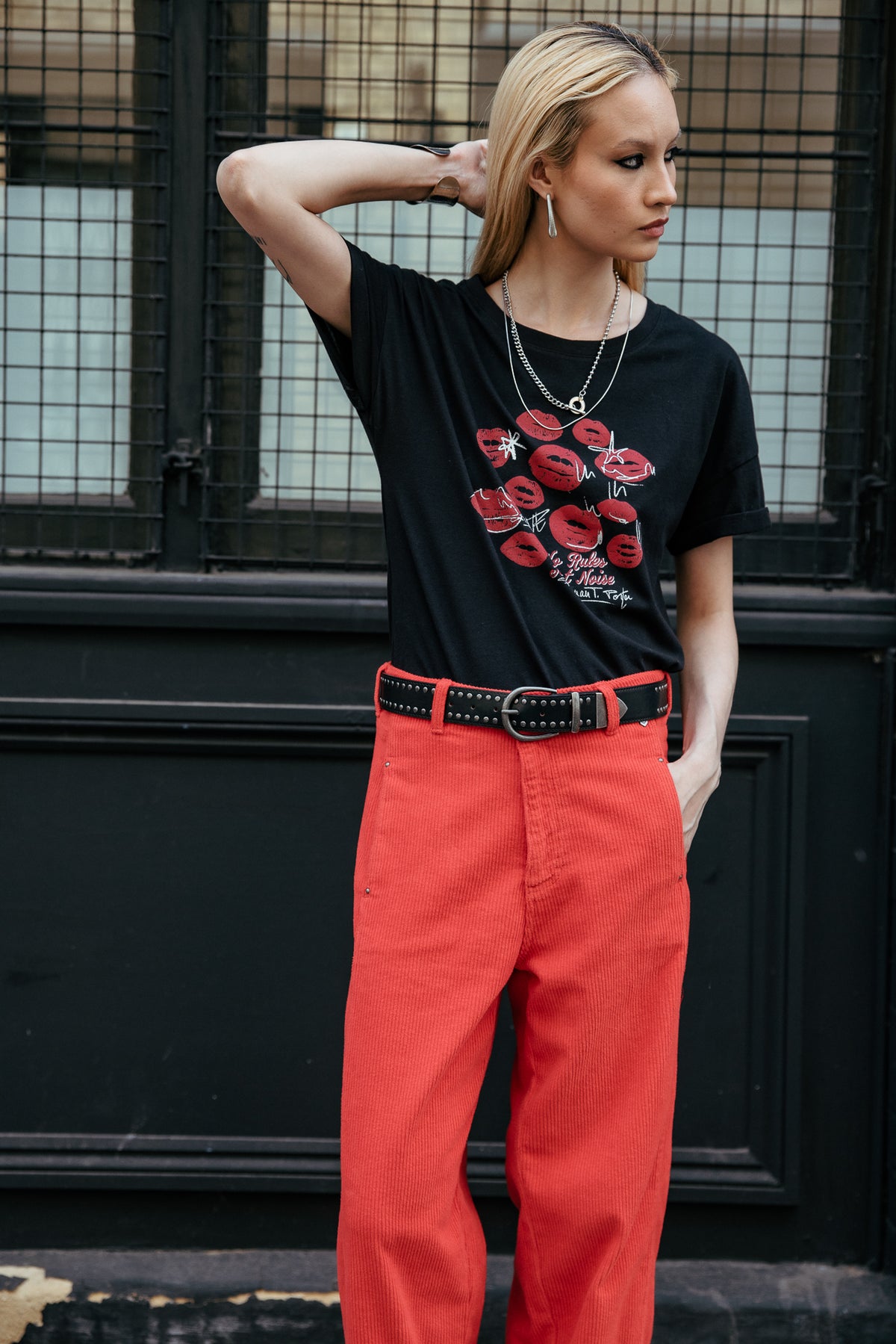 

7/8-Barrel-Hose aus Samt Damen Rosalia Veluto goji berry | Freeman T. Porter