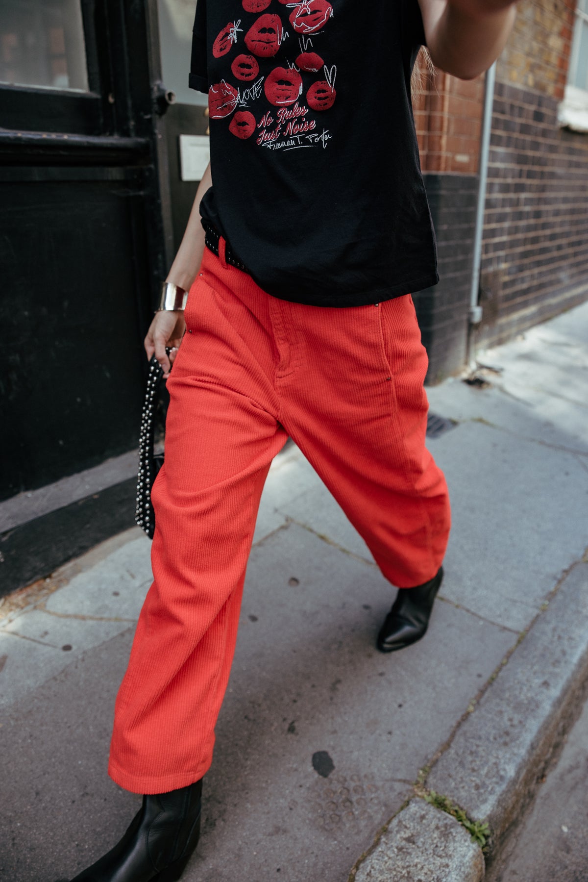 

7/8-Barrel-Hose aus Samt Damen Rosalia Veluto goji berry | Freeman T. Porter