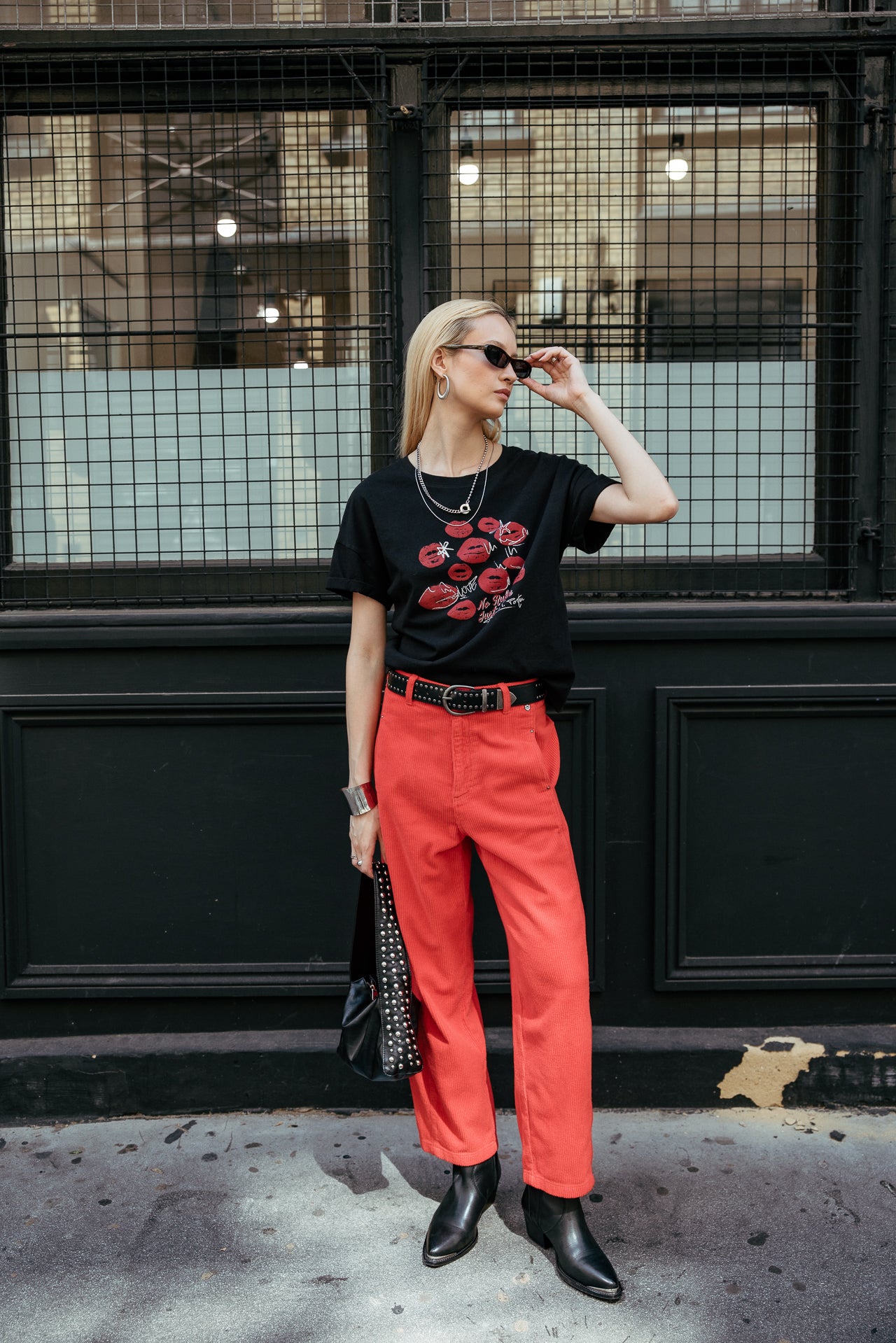 

7/8-Barrel-Hose aus Samt Damen Rosalia Veluto goji berry | Freeman T. Porter