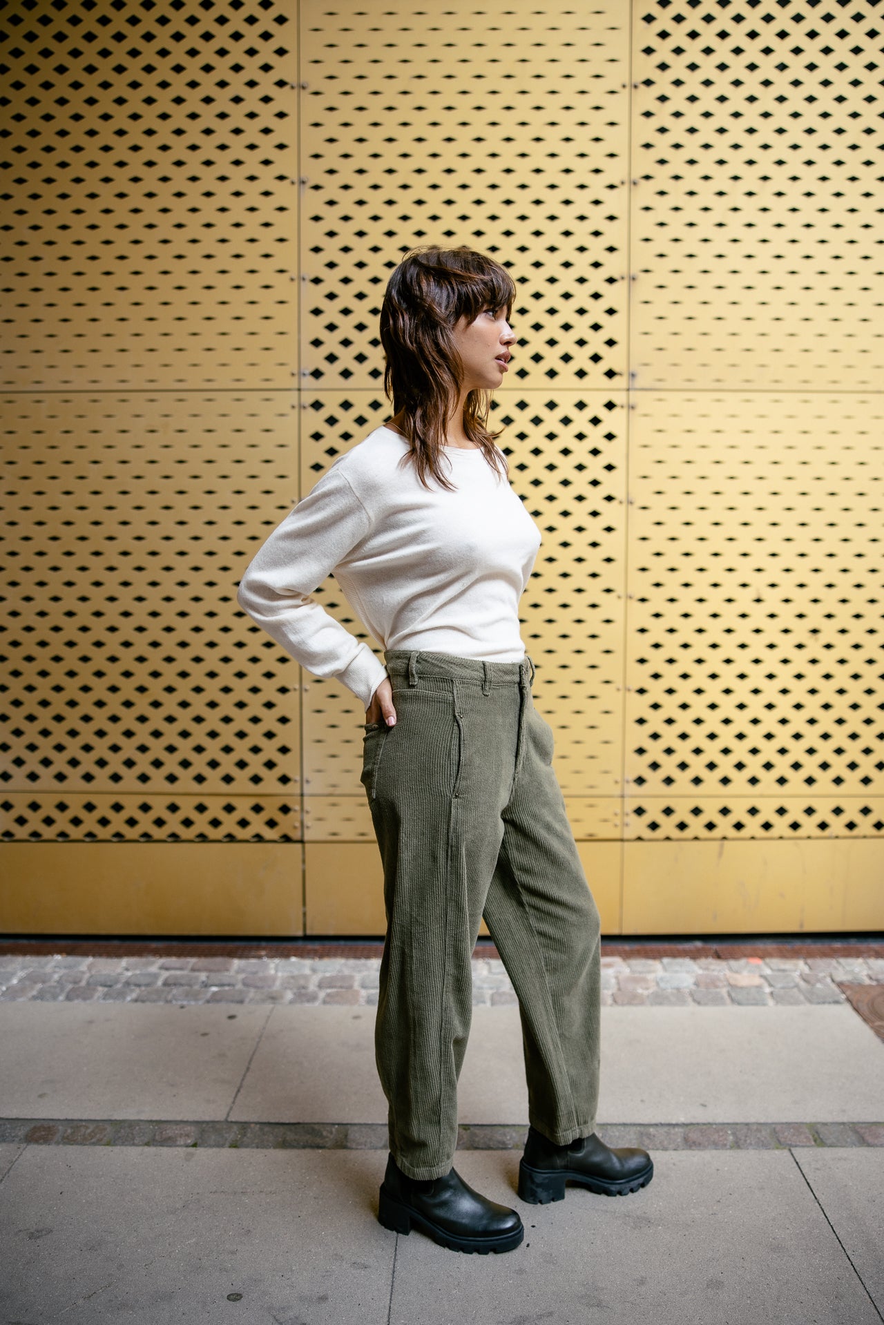 

7/8-Barrel-Hose aus Samt Damen Rosalia Veluto forest night | Freeman T. Porter