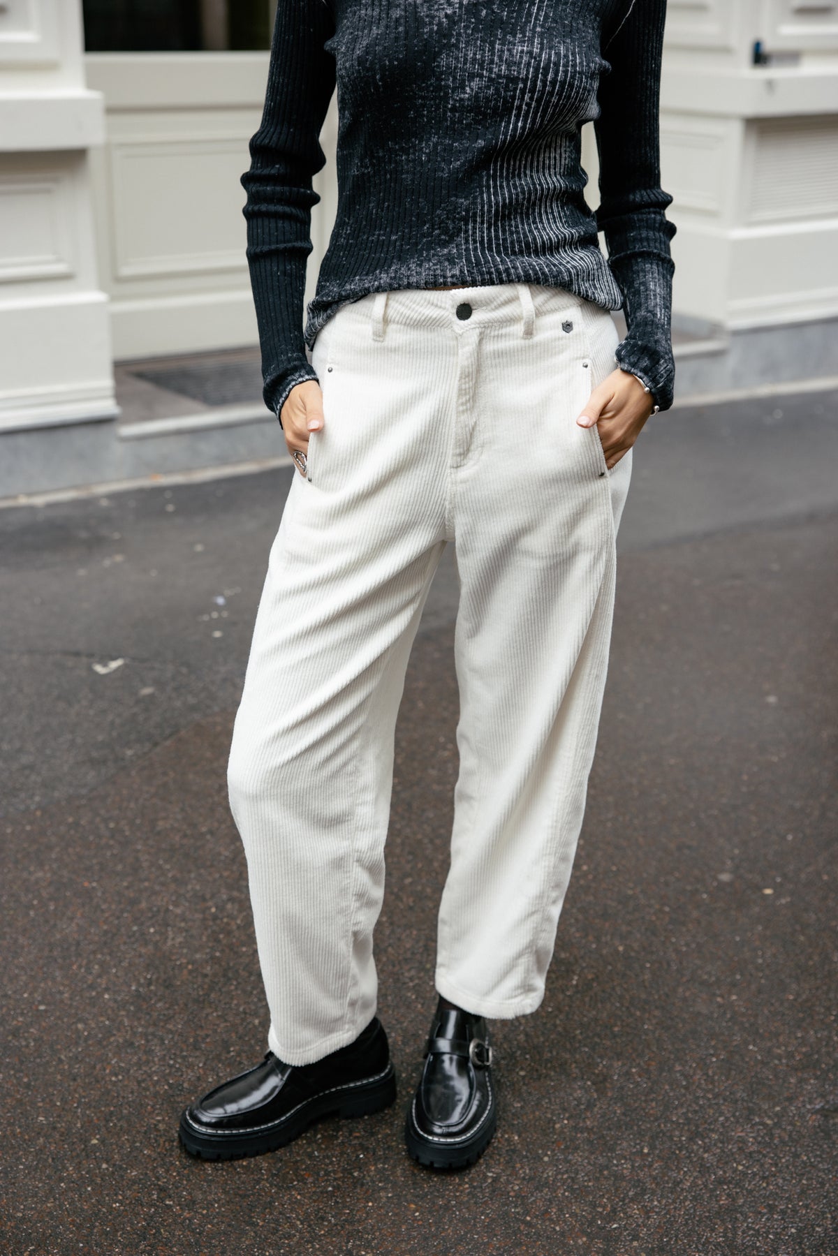 

7/8-Barrel-Hose aus Cord Damen Rosalia Veluto egret | Freeman T. Porter