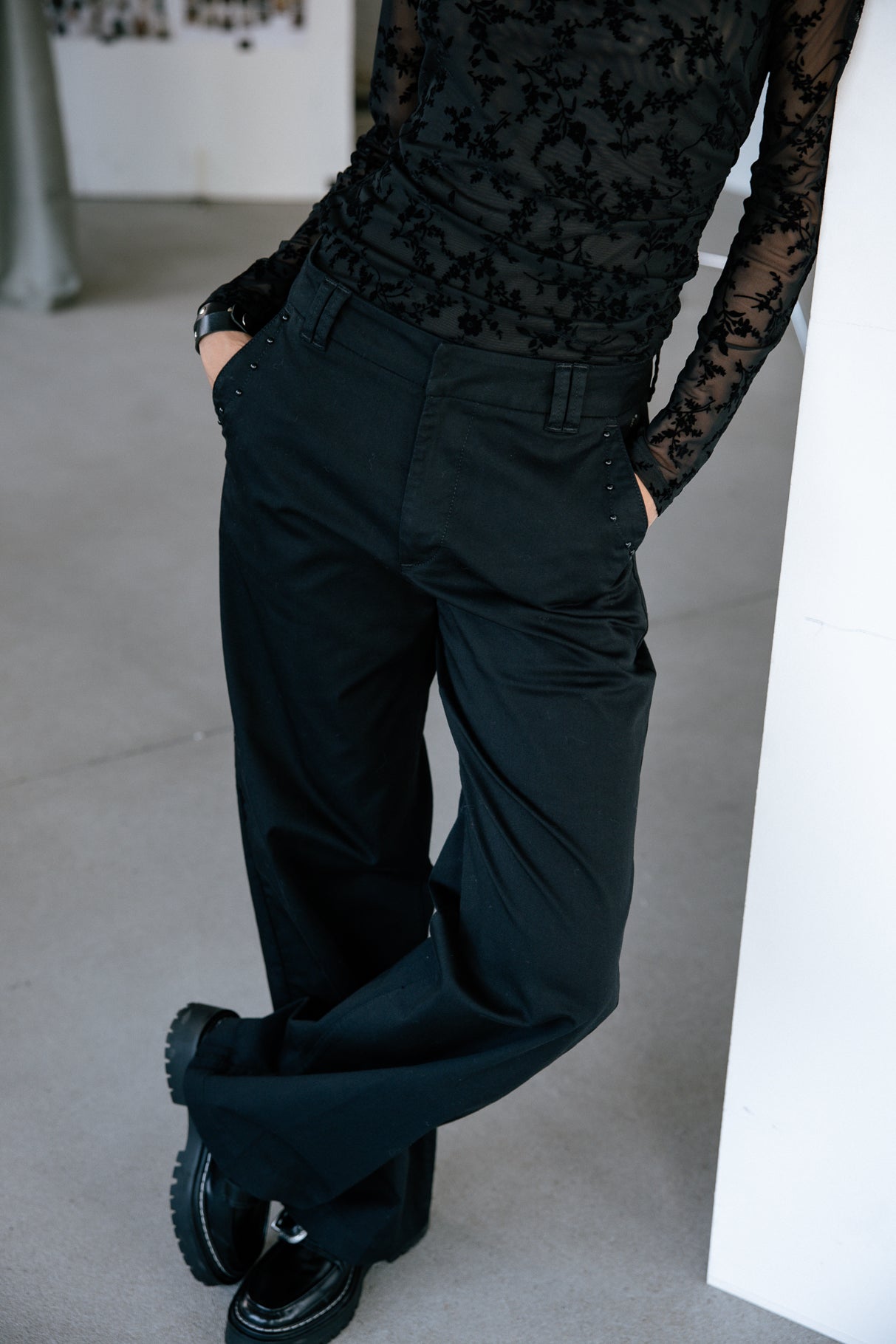 

Pantalon large Femme Nickie Studs Felicita black | Freeman T. Porter