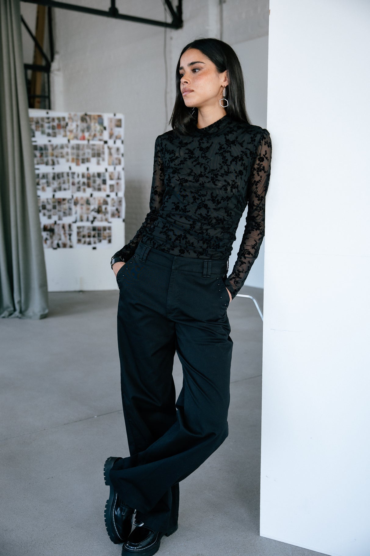 

Pantalon large Femme Nickie Studs Felicita black | Freeman T. Porter