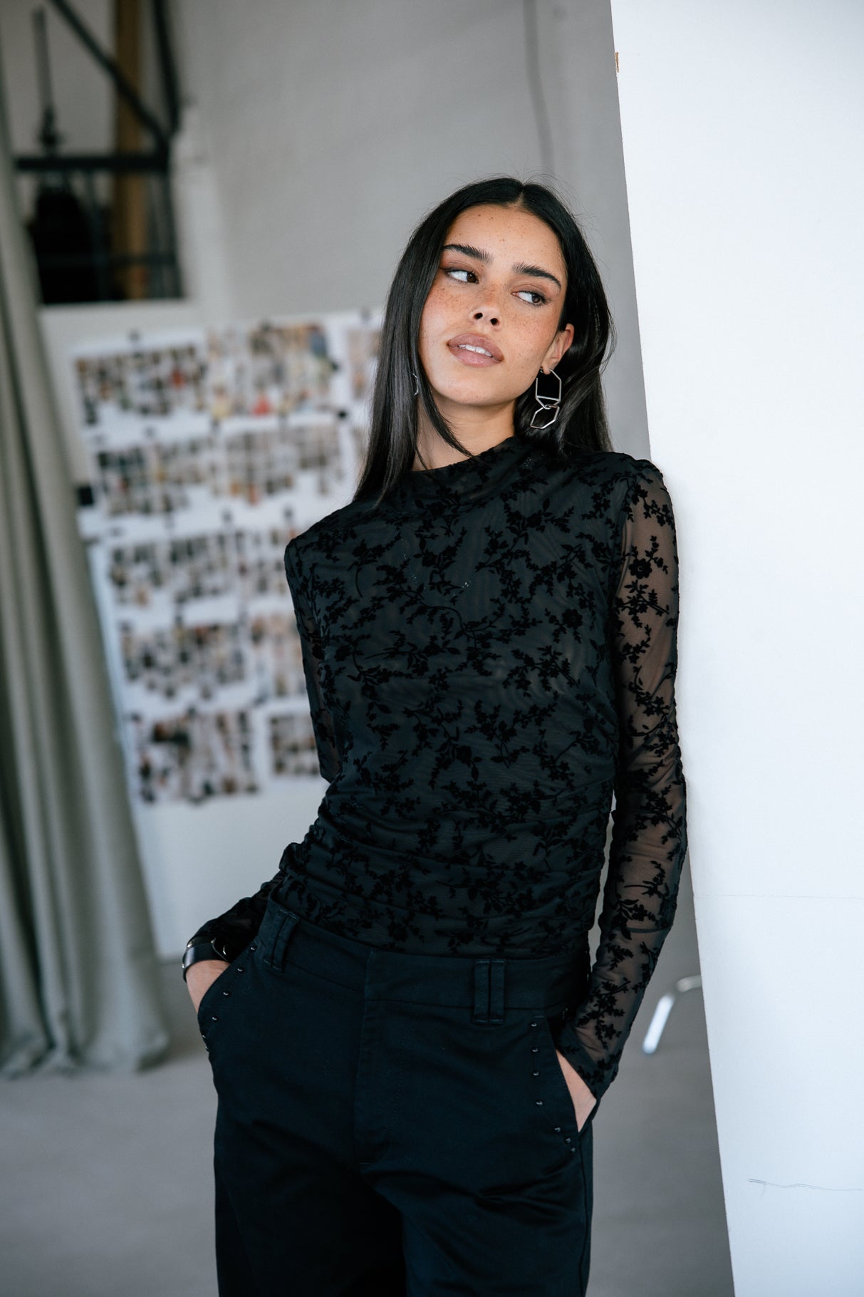 

Pantalon large Femme Nickie Studs Felicita black | Freeman T. Porter