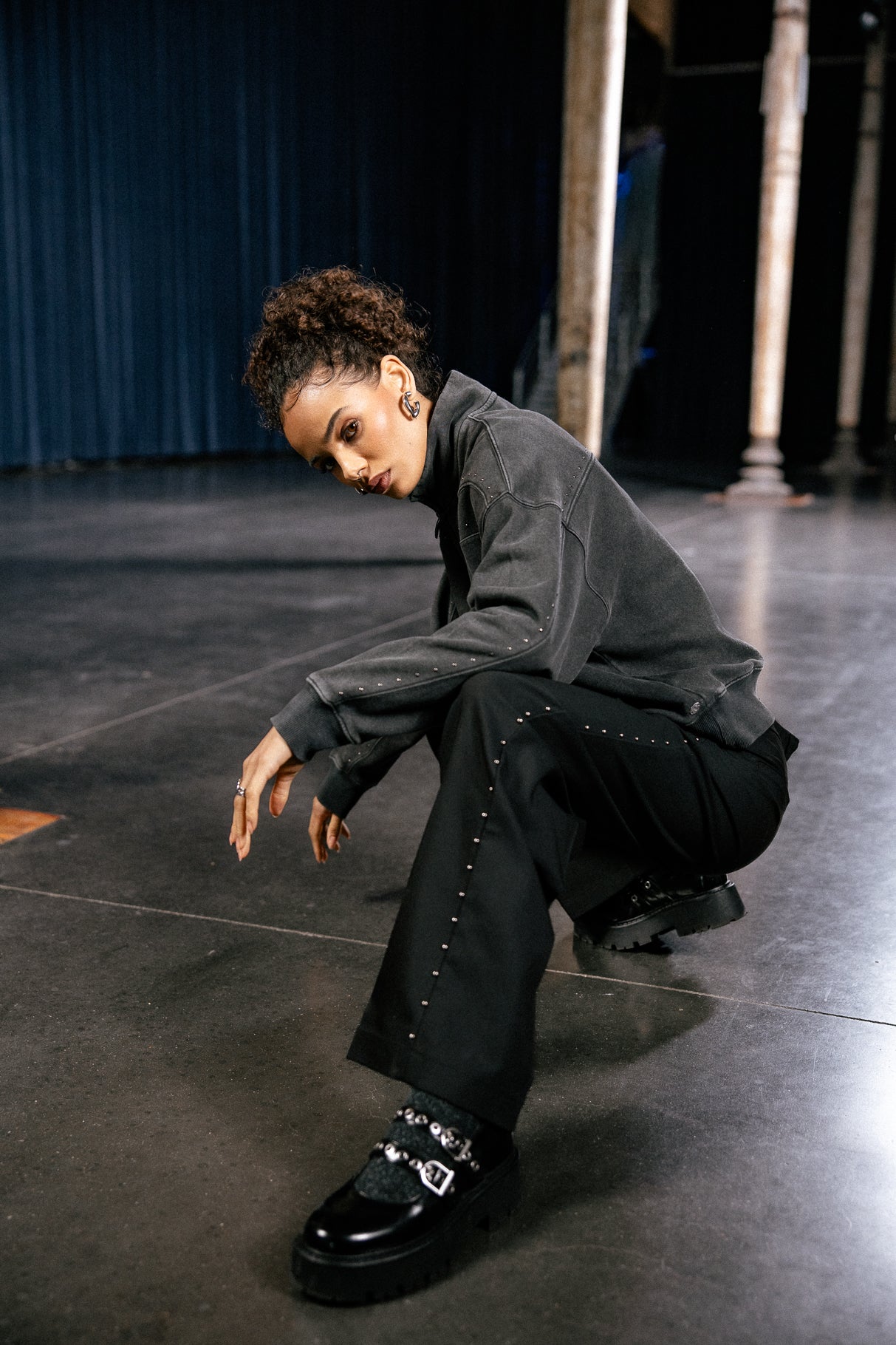 

Wide chino trousers Women Nickie Polyneo Studs black | Freeman T. Porter